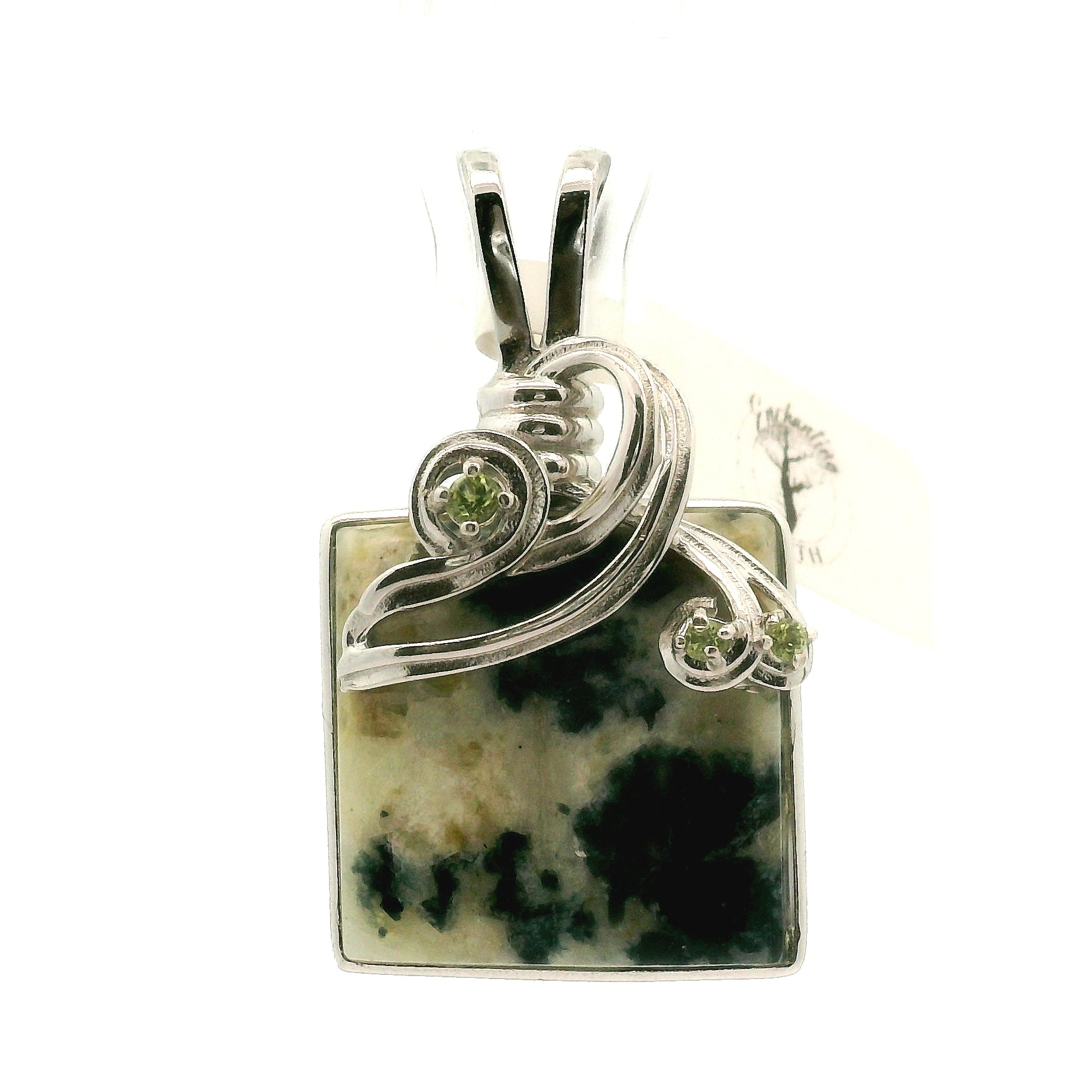 Ascension Euphoralite & Peridot Pendant 925 Silver for Connection with Higher Realms