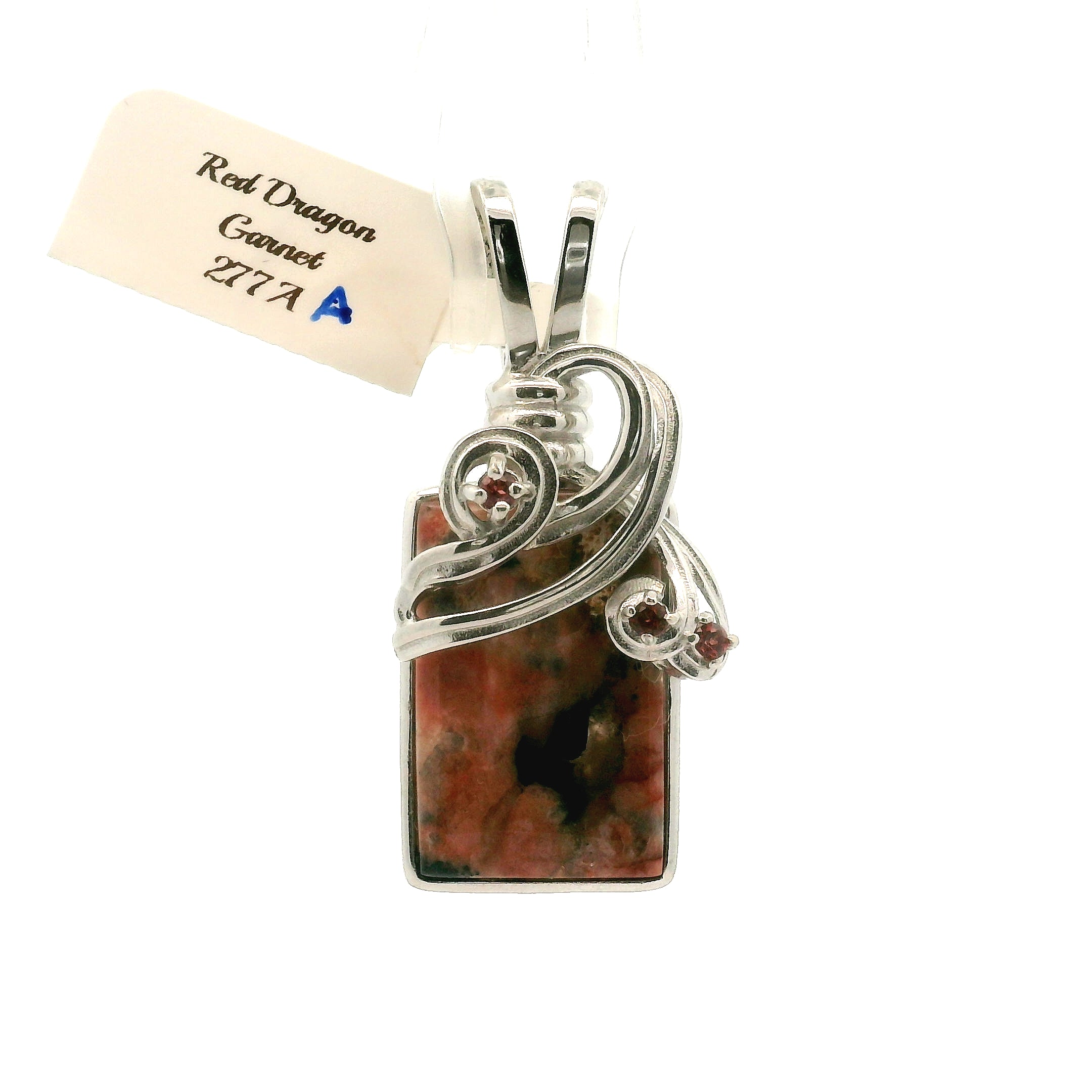 Rare Red Dragon Euphoralite & Black Spinel Pendant .925 Silver for Health, Protection and Stress Relief