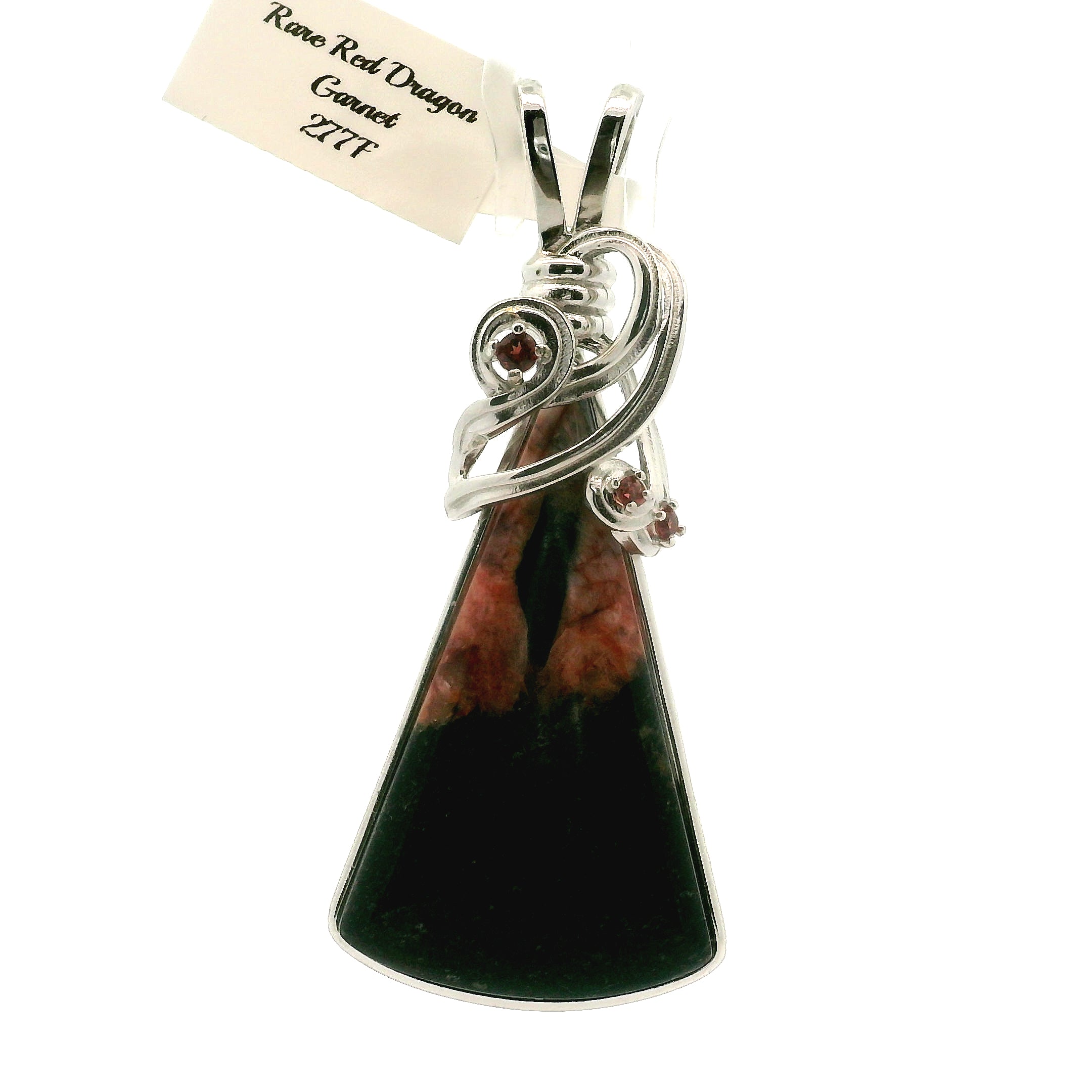 Rare Red Dragon Euphoralite & Black Spinel Pendant .925 Silver for Health, Protection and Stress Relief