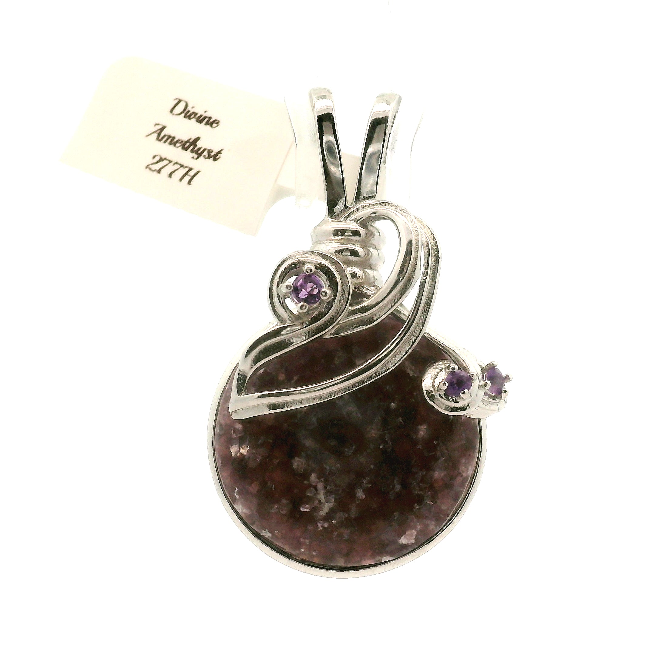 Divine Euphoralite & Amethyst Pendant 925 Silver for Peace, Relaxation and Connection to Higher Realms