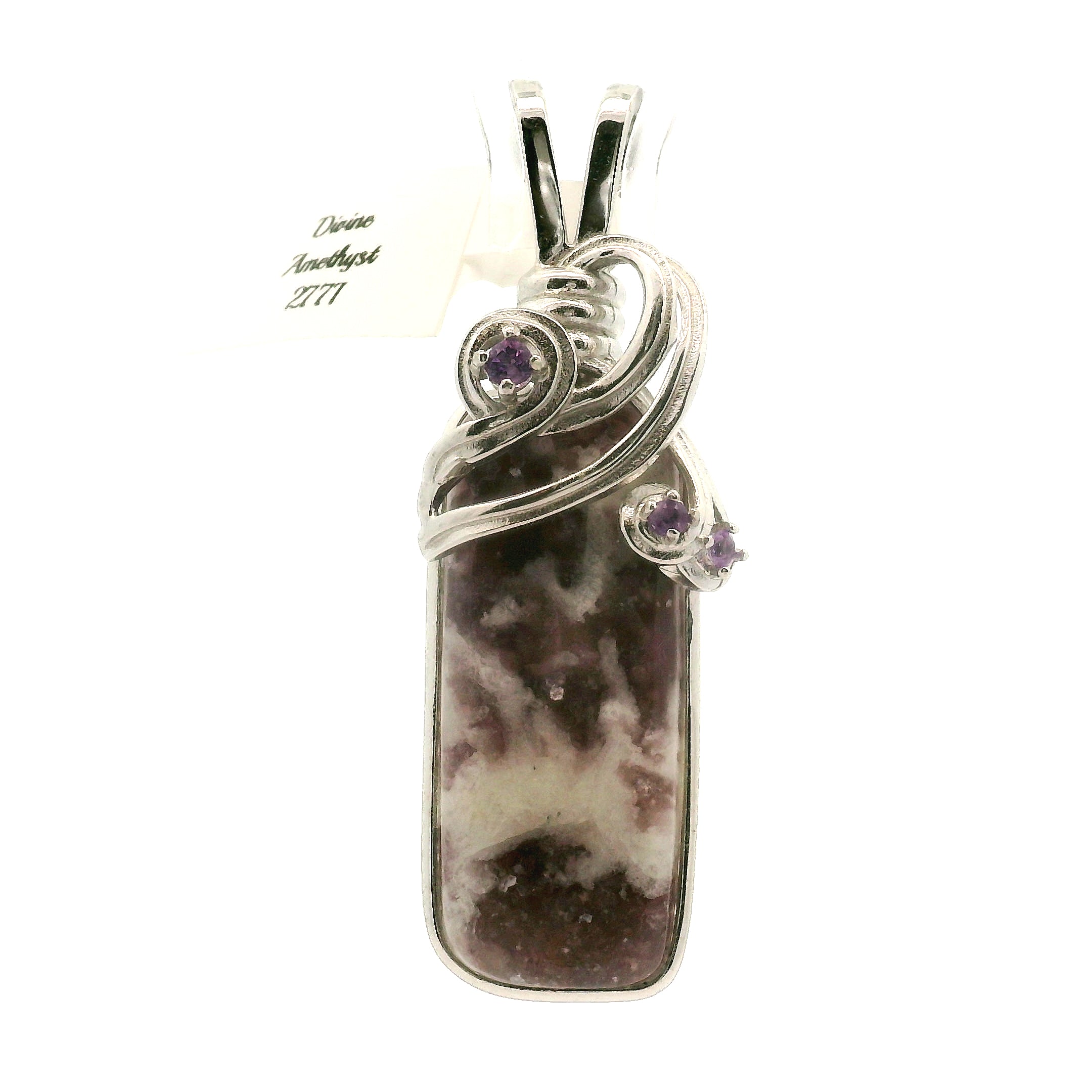 Divine Euphoralite & Amethyst Pendant 925 Silver for Peace, Relaxation and Connection to Higher Realms