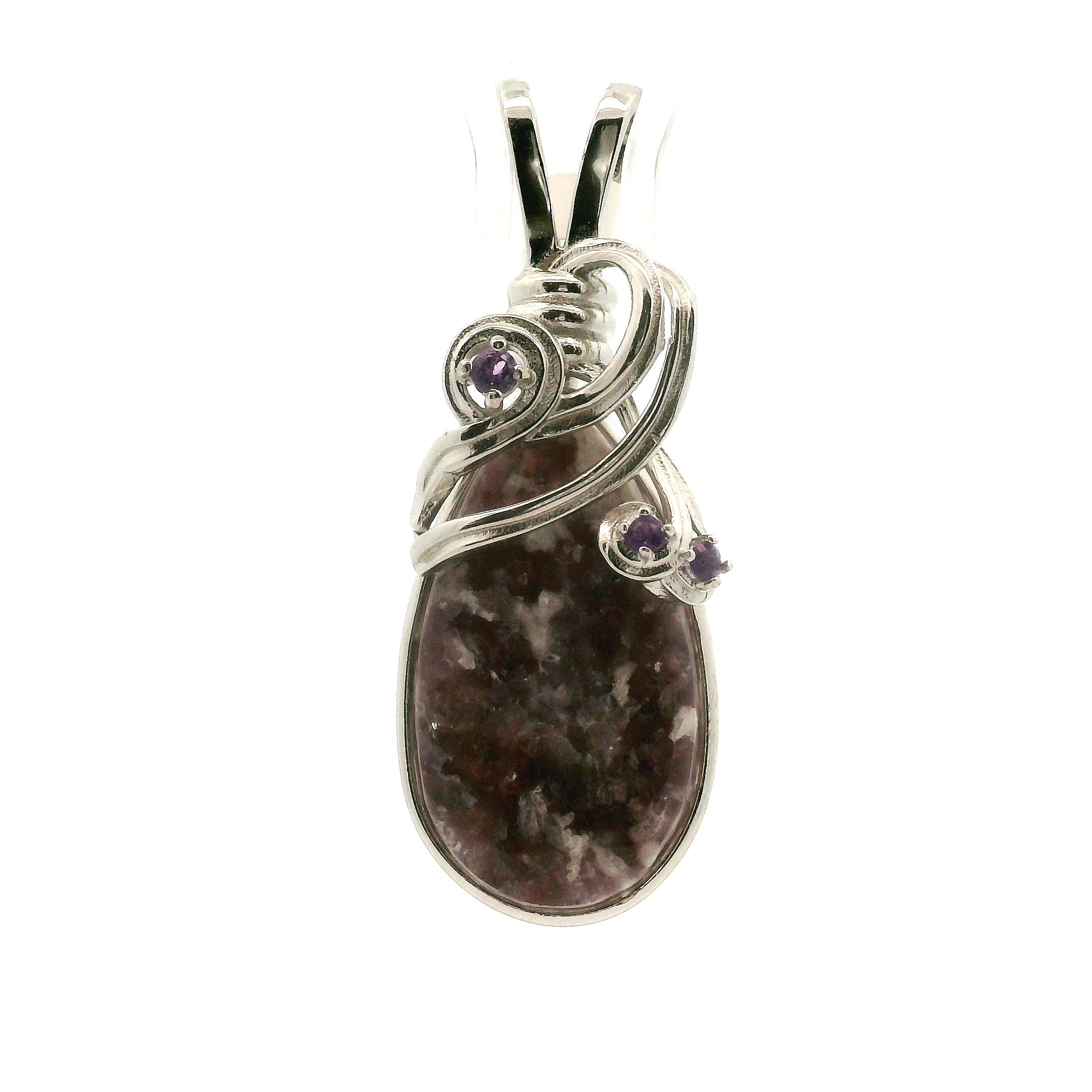 Divine Euphoralite & Amethyst Pendant 925 Silver for Peace, Relaxation and Connection to Higher Realms