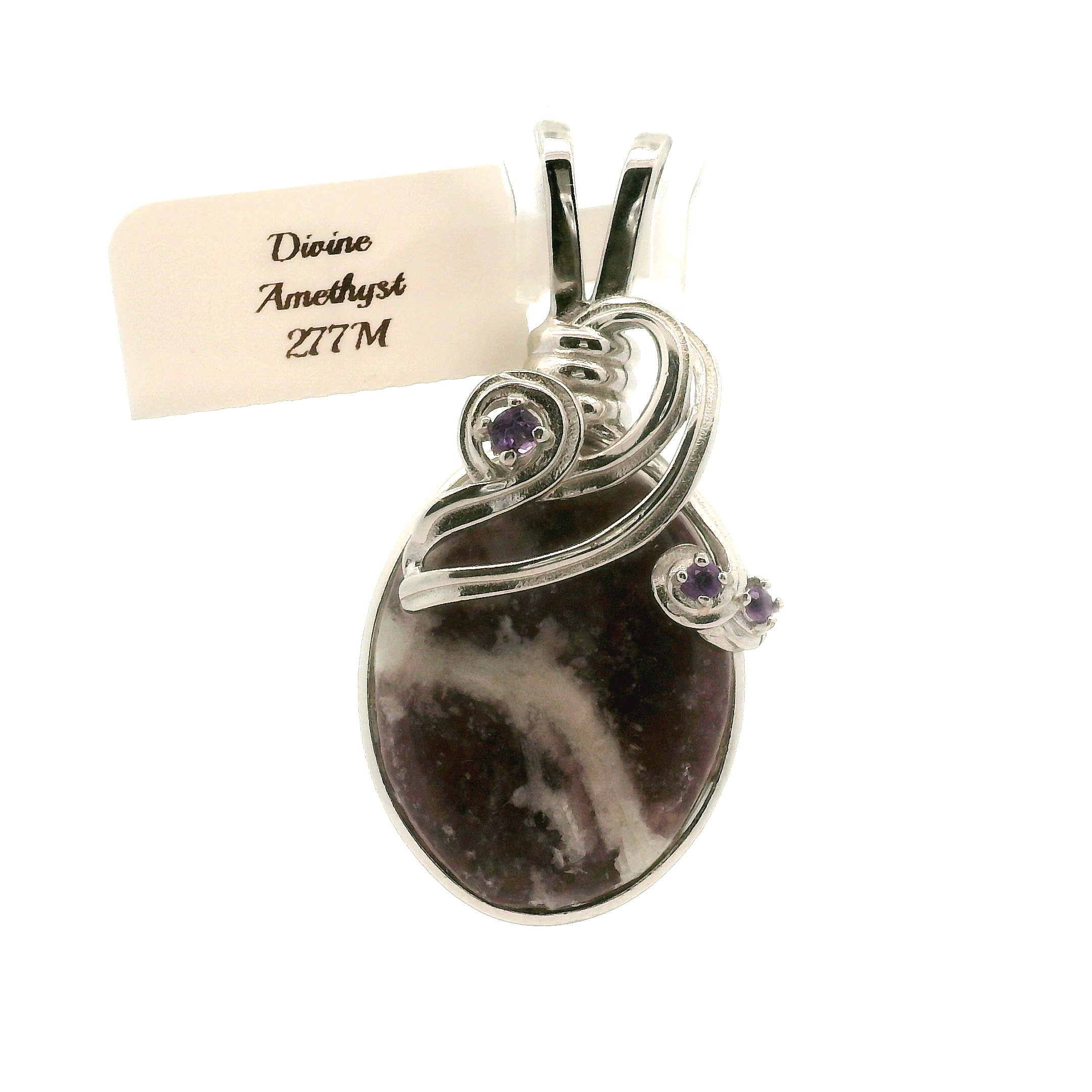 Divine Euphoralite & Amethyst Pendant 925 Silver for Peace, Relaxation and Connection to Higher Realms