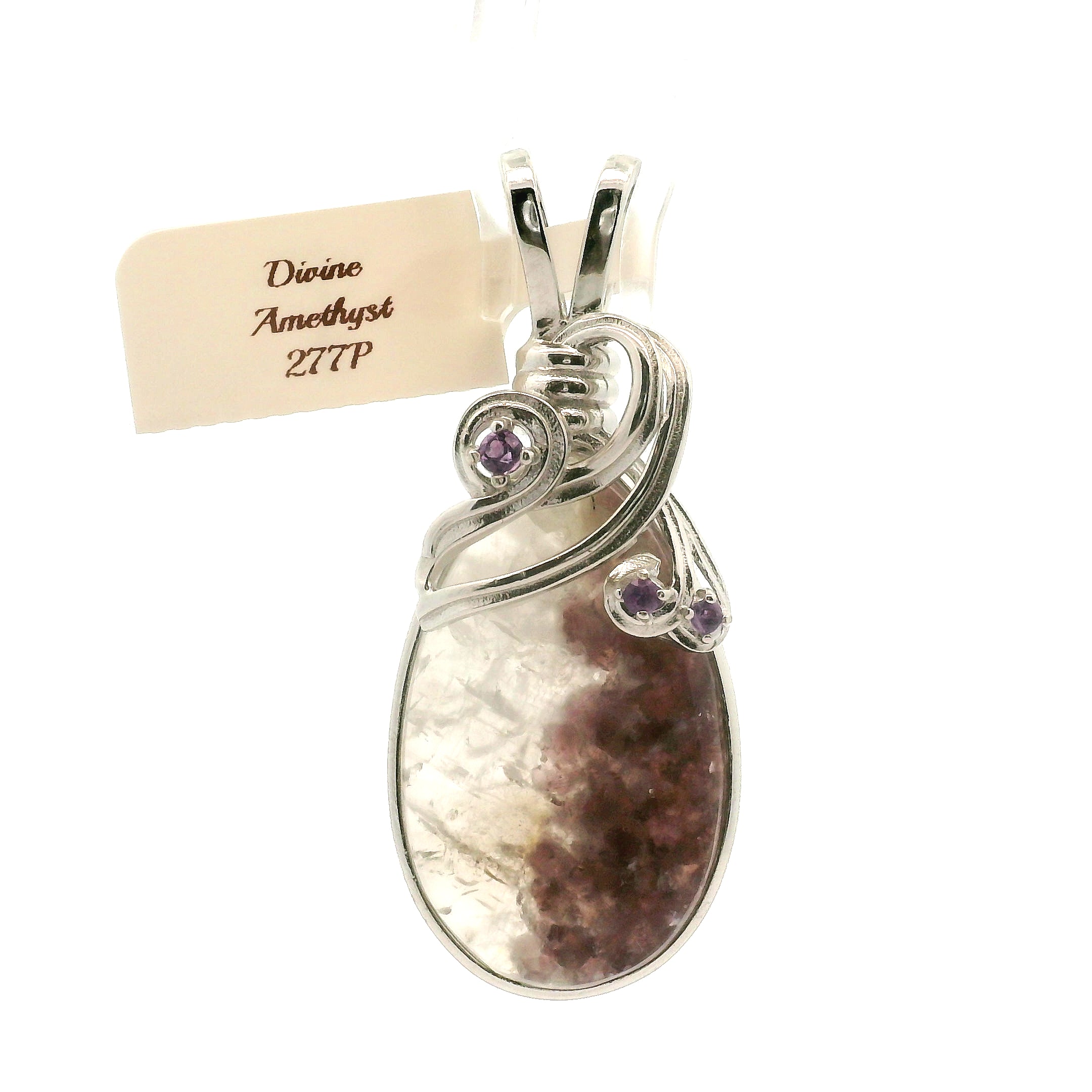 Divine Euphoralite & Amethyst Pendant 925 Silver for Peace, Relaxation and Connection to Higher Realms