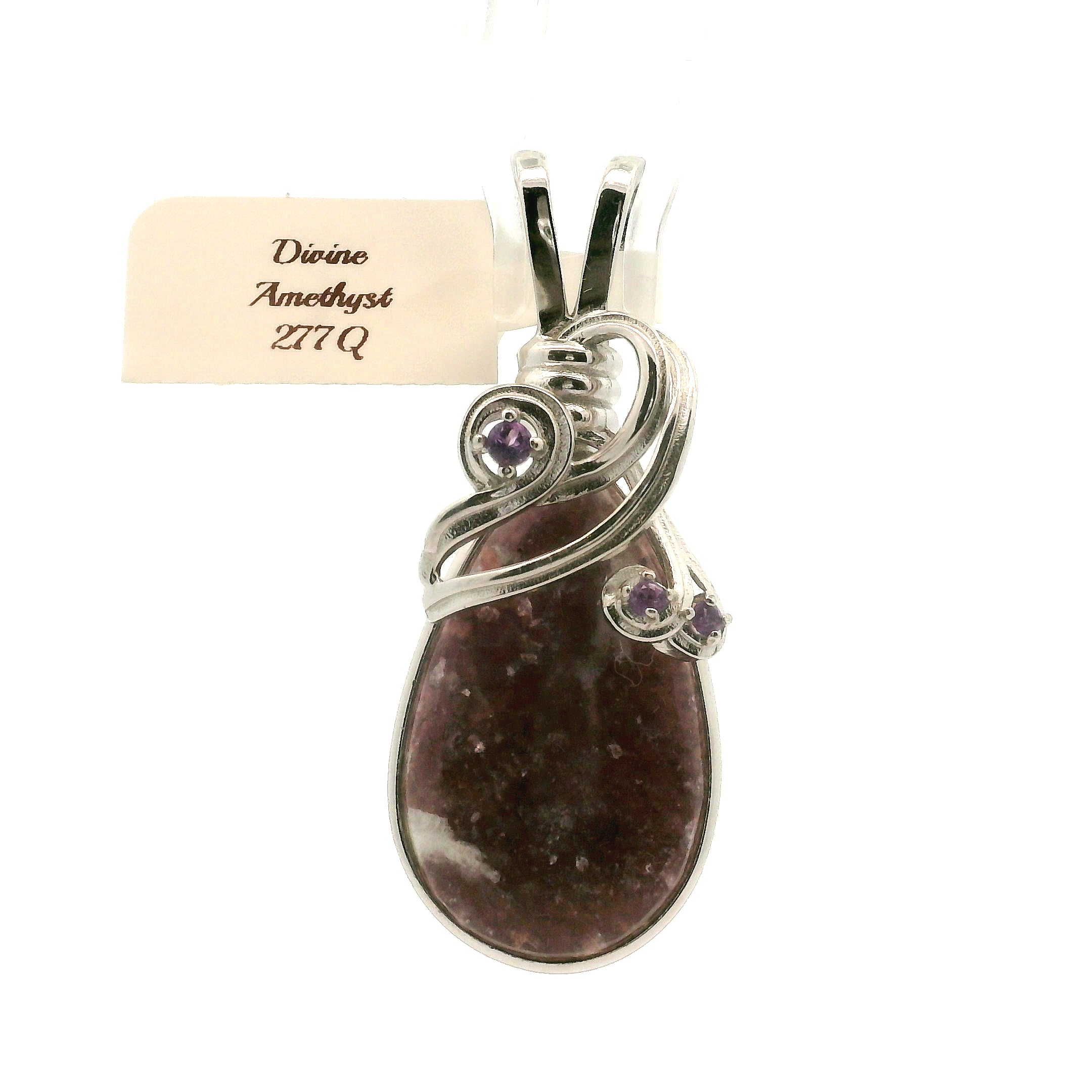 Divine Euphoralite & Amethyst Pendant 925 Silver for Peace, Relaxation and Connection to Higher Realms