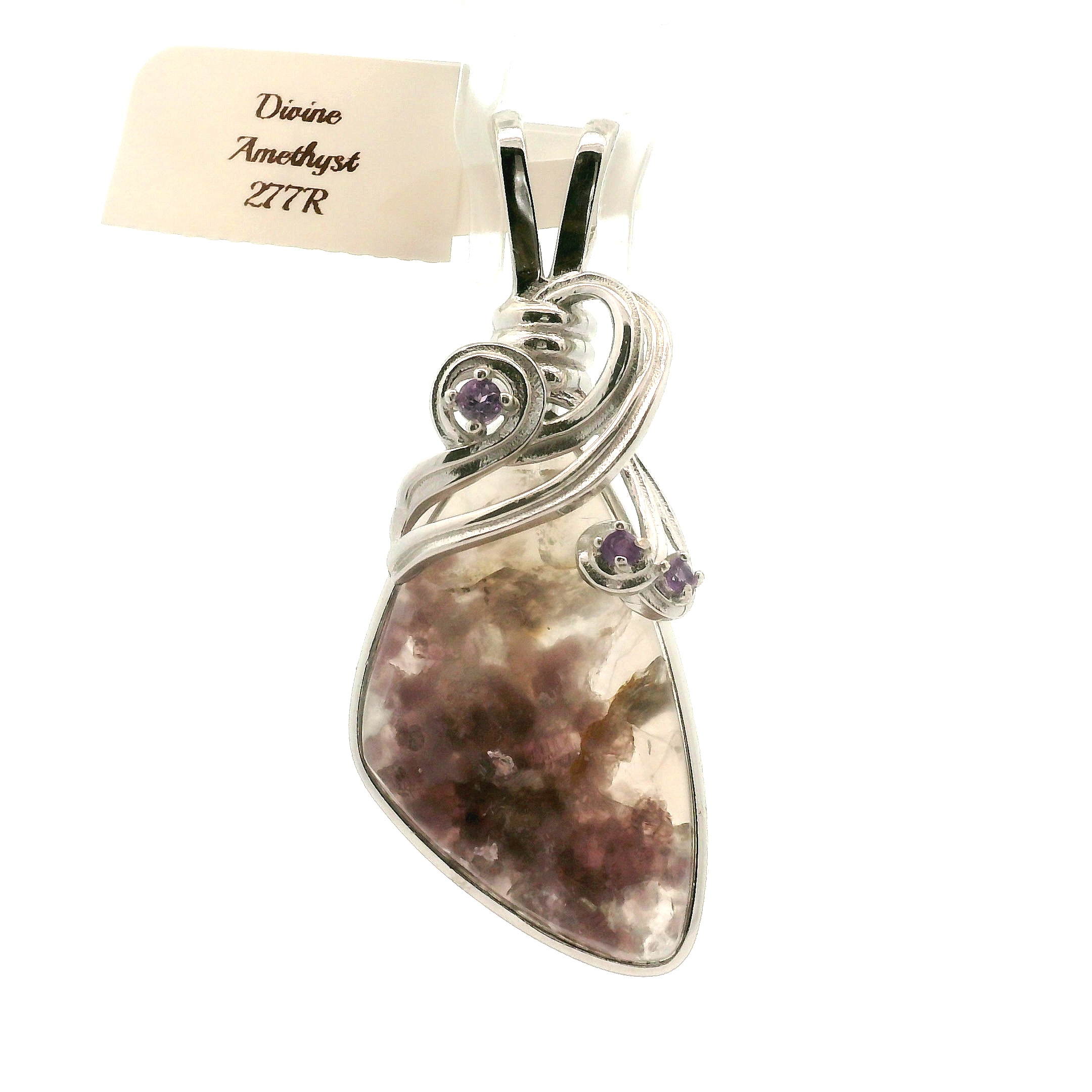 Divine Euphoralite & Amethyst Pendant 925 Silver for Peace, Relaxation and Connection to Higher Realms