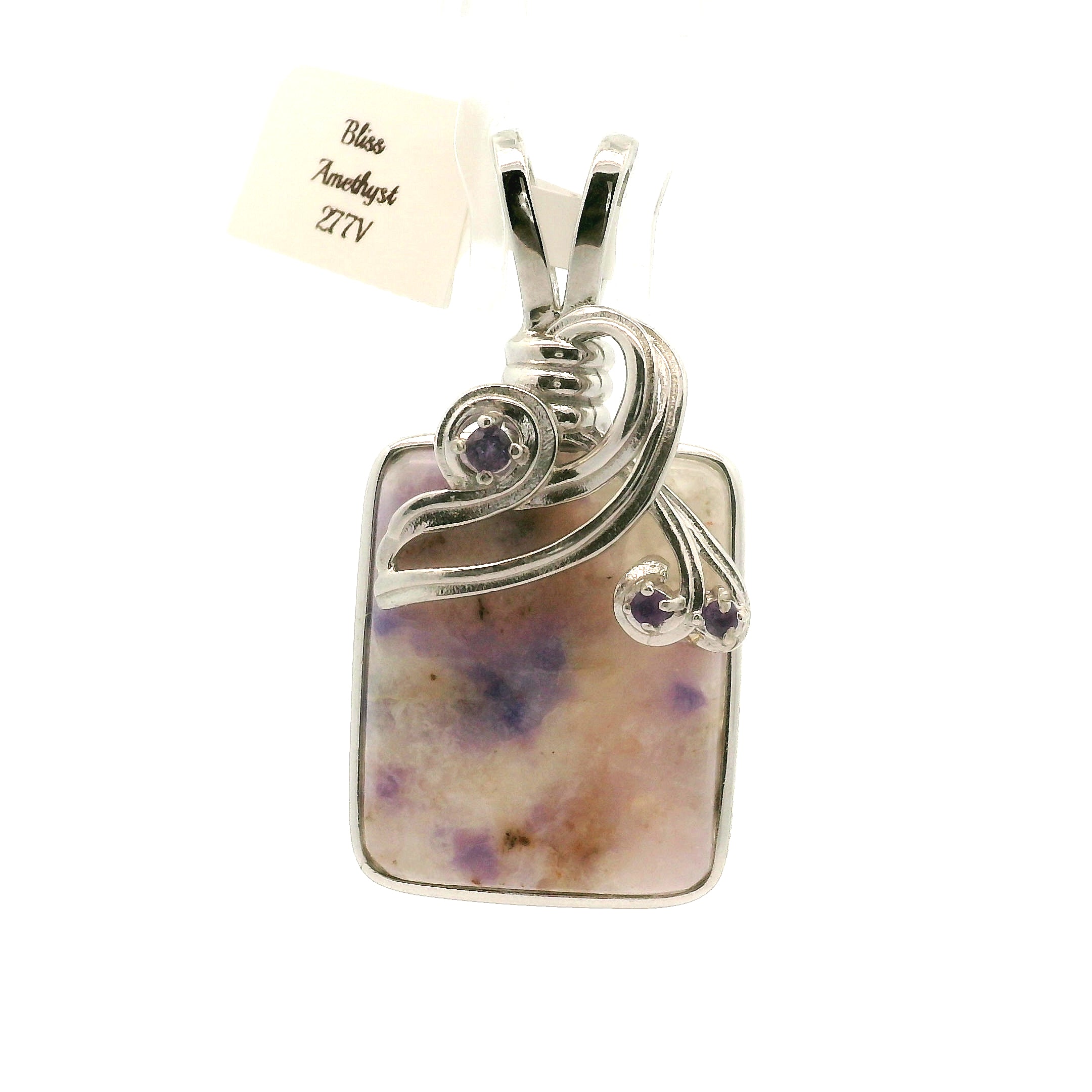Bliss Euphoralite & Amethyst Pendant 925 Silver for Awareness, Bliss, Creativity Discovering New Paths and Stress Relief