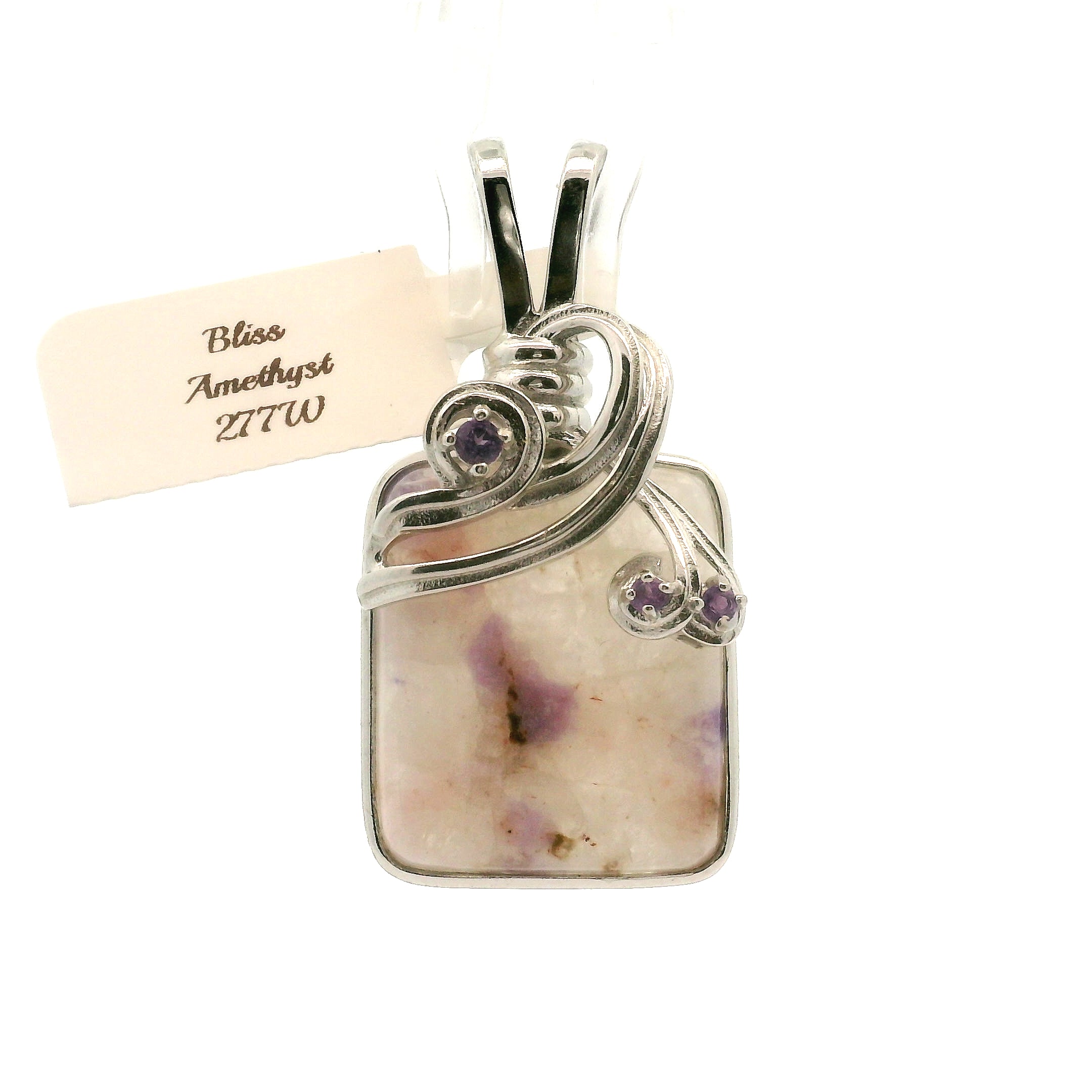 Bliss Euphoralite & Amethyst Pendant 925 Silver for Awareness, Bliss, Creativity Discovering New Paths and Stress Relief