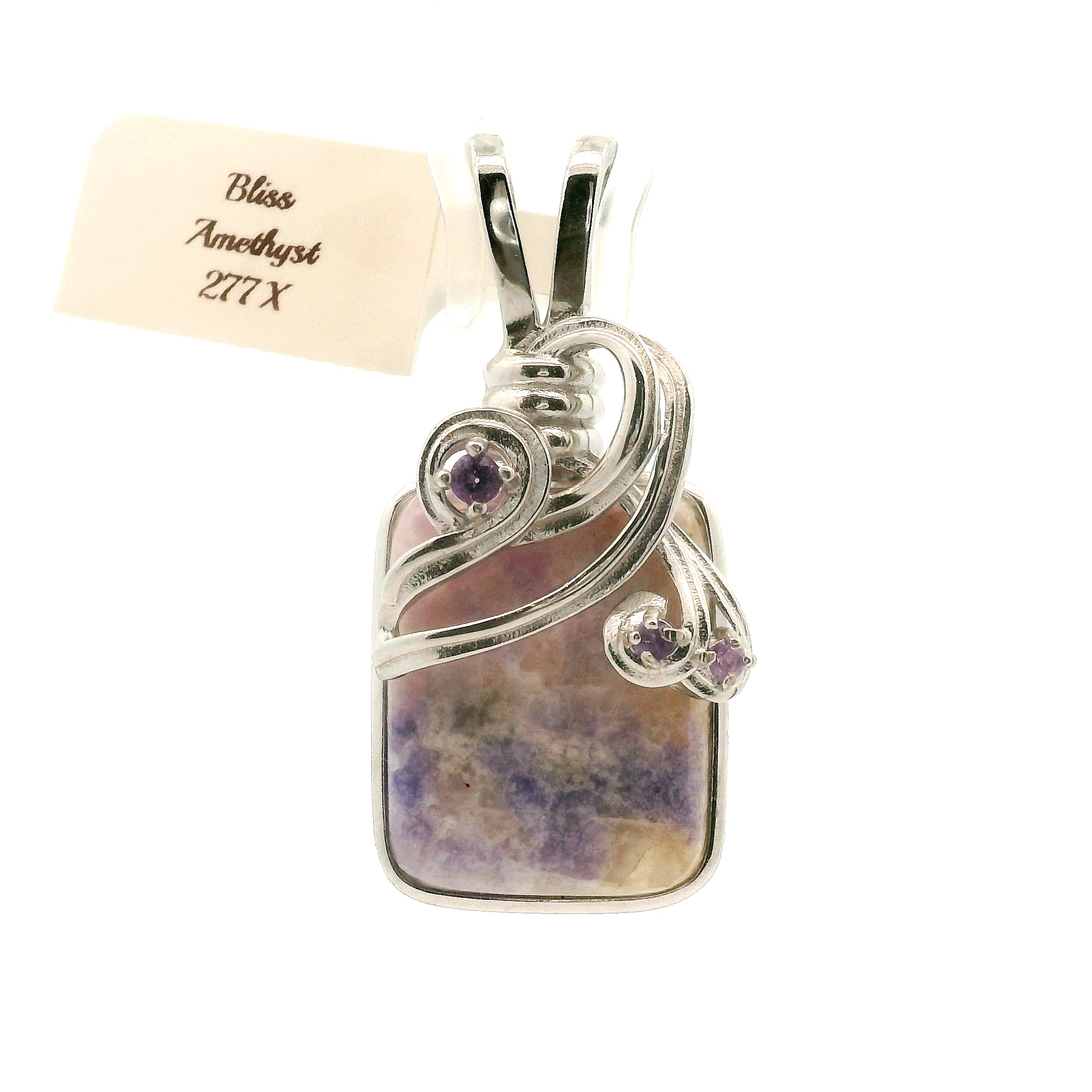 Bliss Euphoralite & Amethyst Pendant 925 Silver for Awareness, Bliss, Creativity Discovering New Paths and Stress Relief