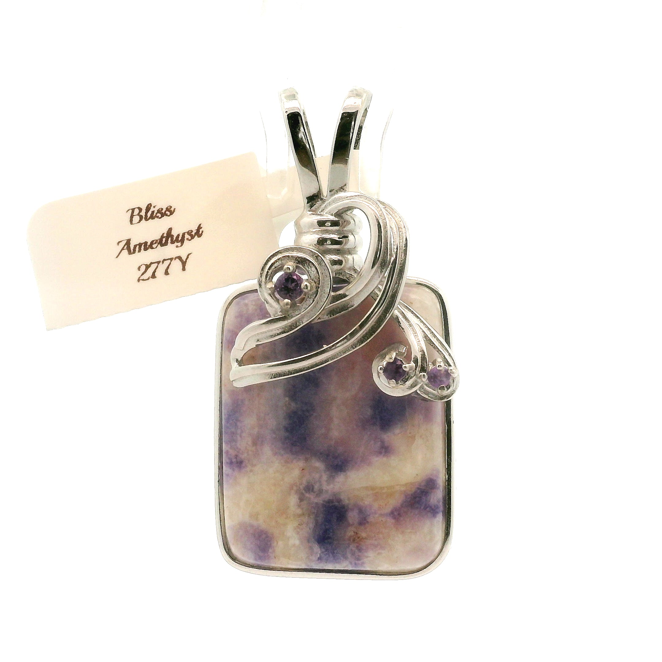 Bliss Euphoralite & Amethyst Pendant 925 Silver for Awareness, Bliss, Creativity Discovering New Paths and Stress Relief