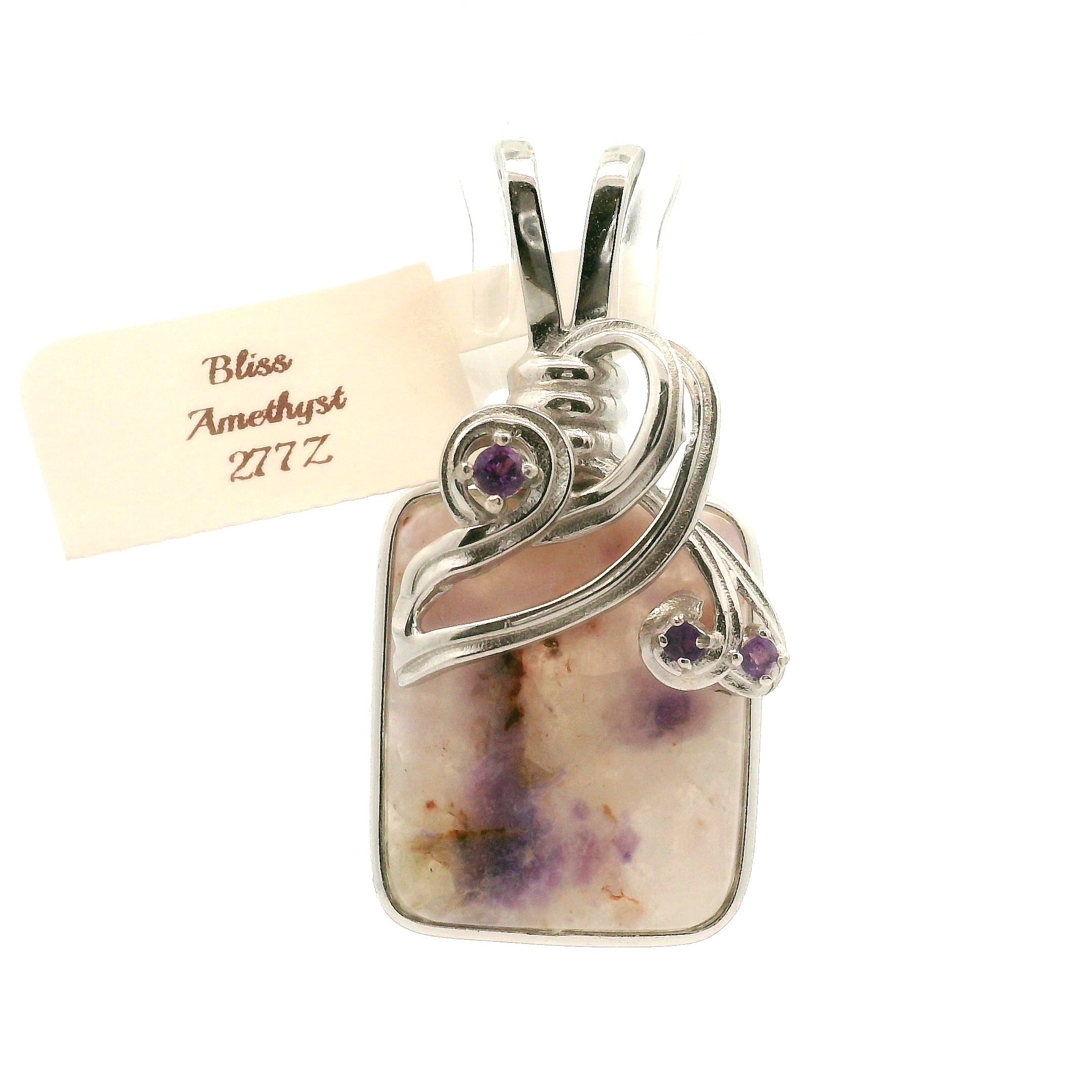 Bliss Euphoralite & Amethyst Pendant 925 Silver for Awareness, Bliss, Creativity Discovering New Paths and Stress Relief