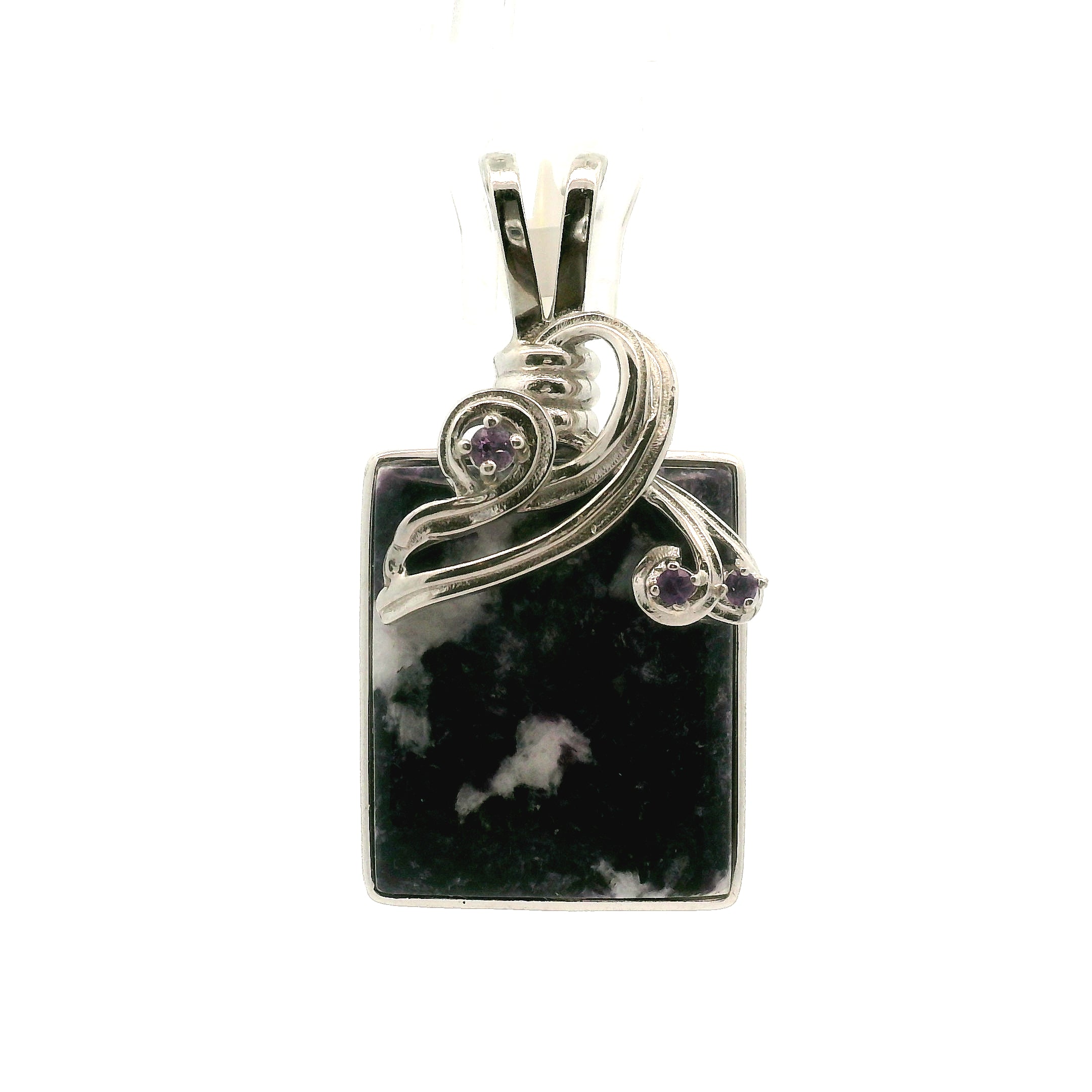 Storm Euphoralite & Amethyst Pendant 925 Silver for Strong Support and Relief for Any Situation