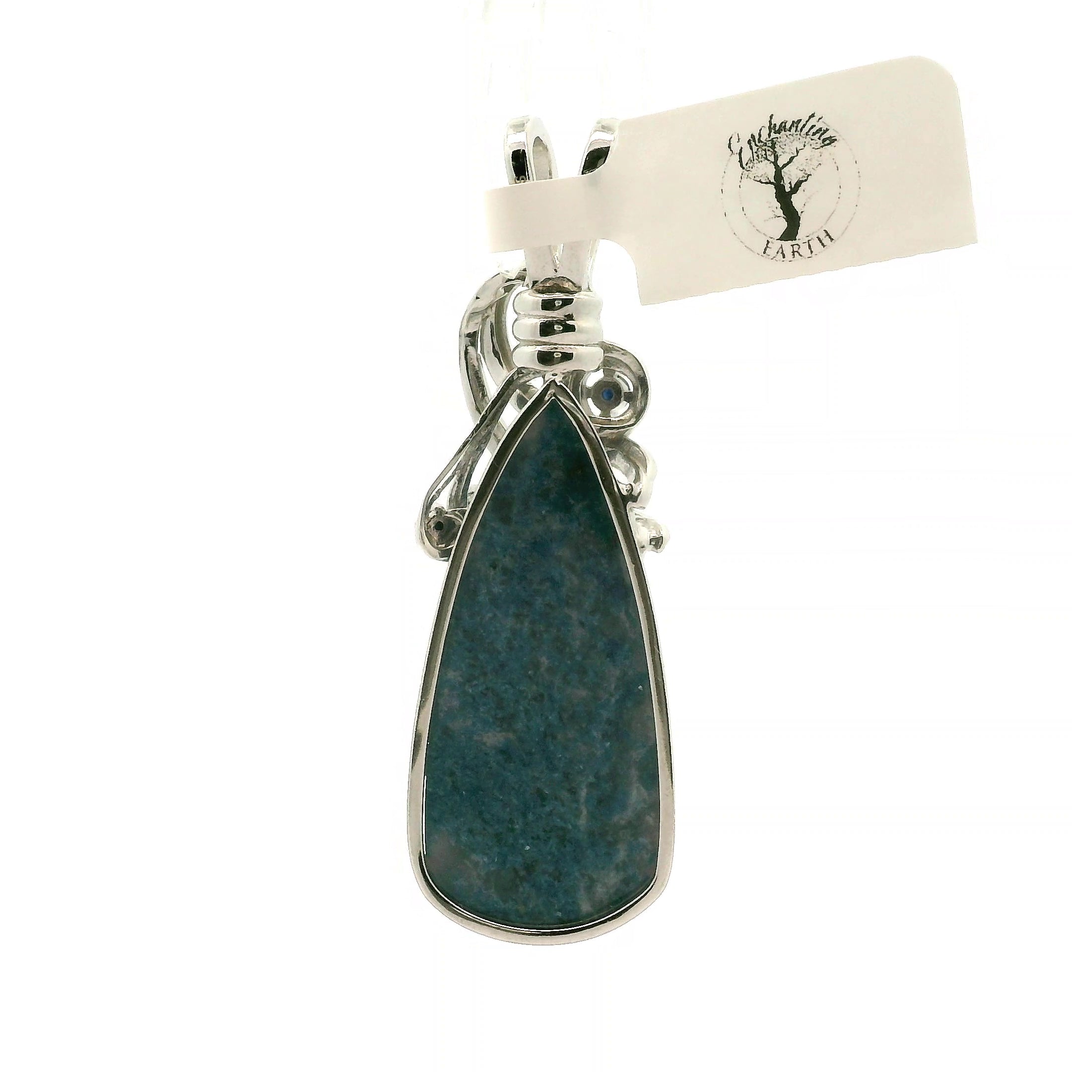 Enchanted Euphoralite & Sapphire Pendant 925 Silver for Connection with Higher Realms, Intuition, Good Luck and Creation of your Dream Life