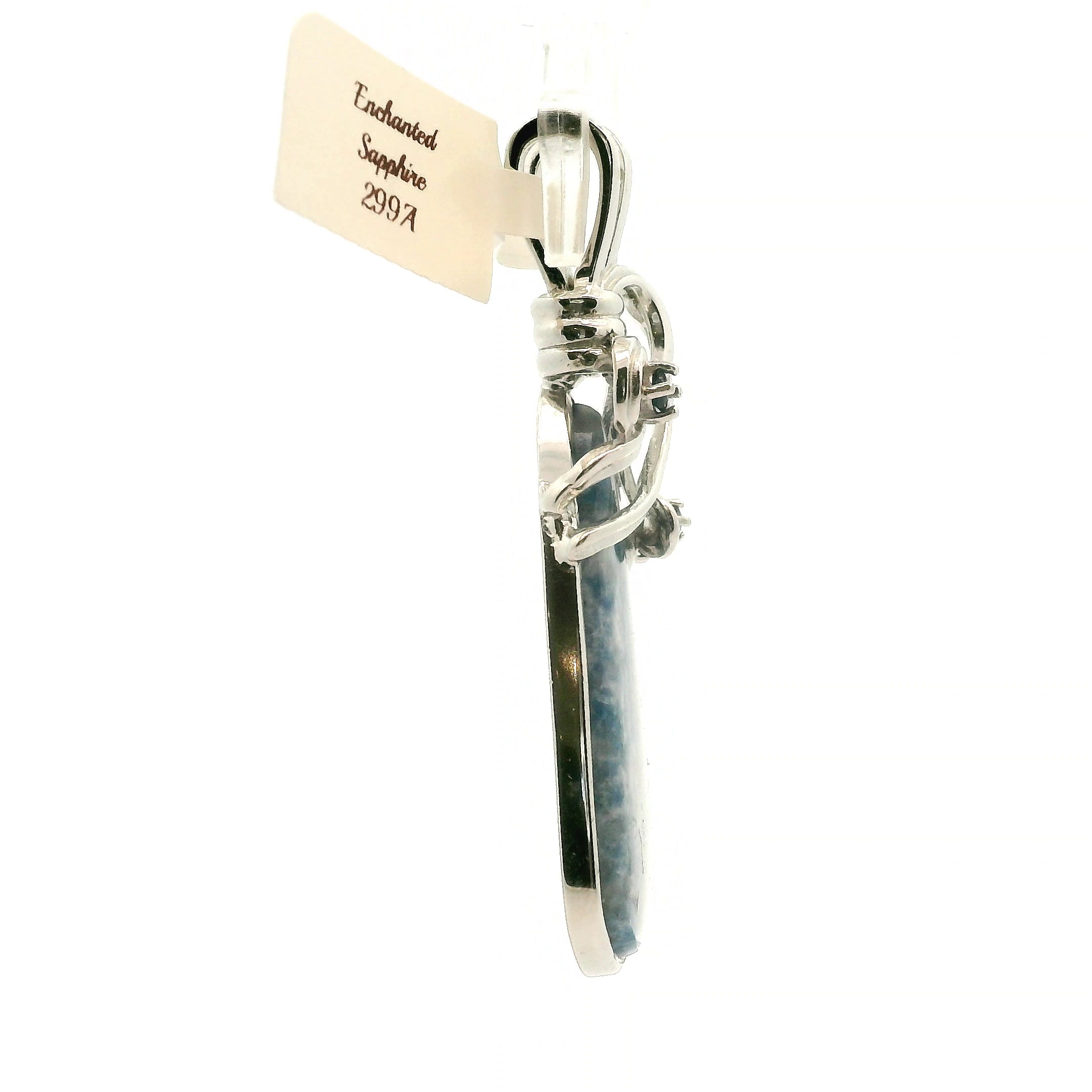 Enchanted Euphoralite & Sapphire Pendant 925 Silver for Connection with Higher Realms, Intuition, Good Luck and Creation of your Dream Life