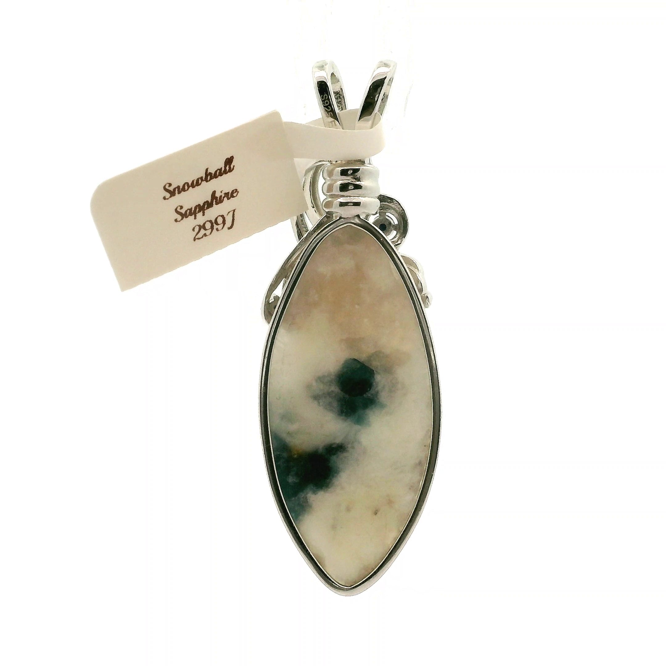 Snowball Euphoralite & Sapphire Pendant 925 Silver For Higher Realms of Consciousness and Healing Emotional Trauma