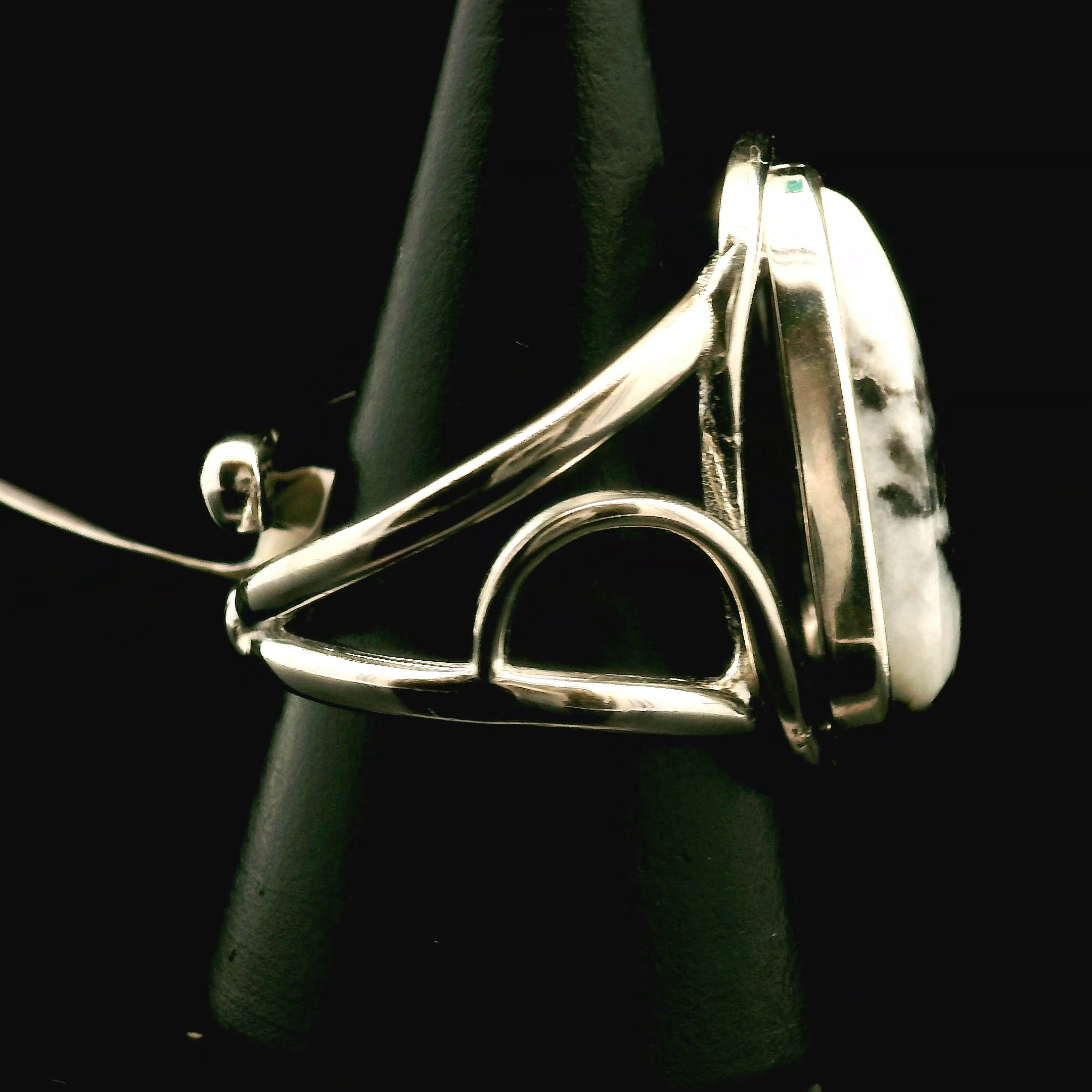 Zebra Agate Faceted Cuff Ring 925 Silver \for Balance, Clearing Blockages and Releasing Negativity