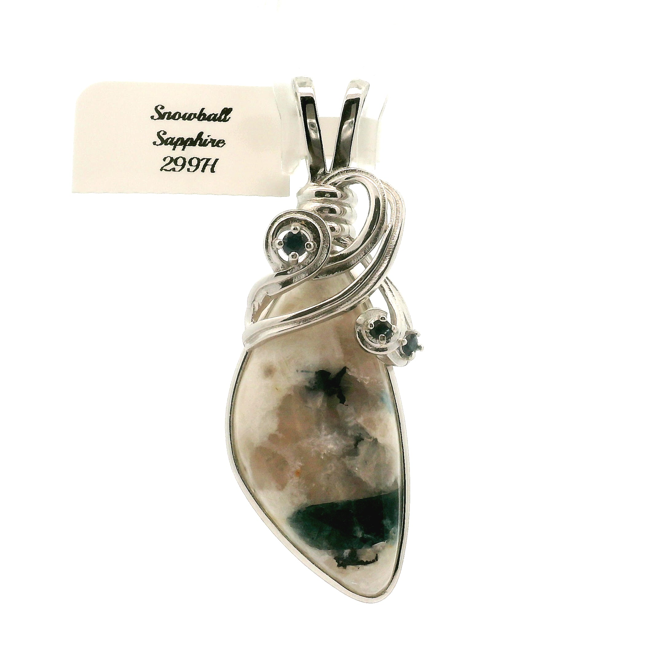 Snowball Euphoralite & Sapphire Pendant 925 Silver For Higher Realms of Consciousness and Healing Emotional Trauma