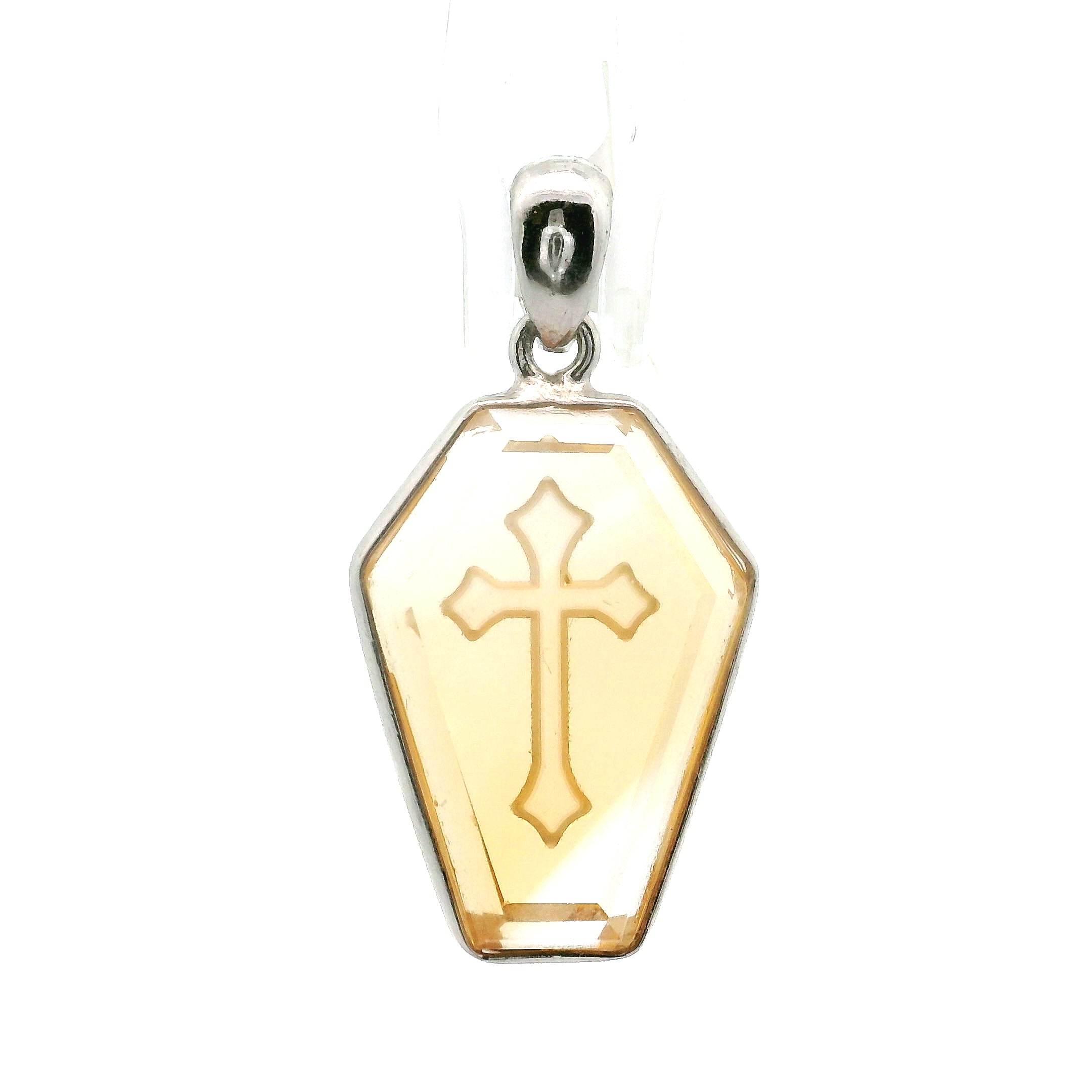 Coffin with Engraved Cross Pendant in .925 Silver Transformation and Rebirth