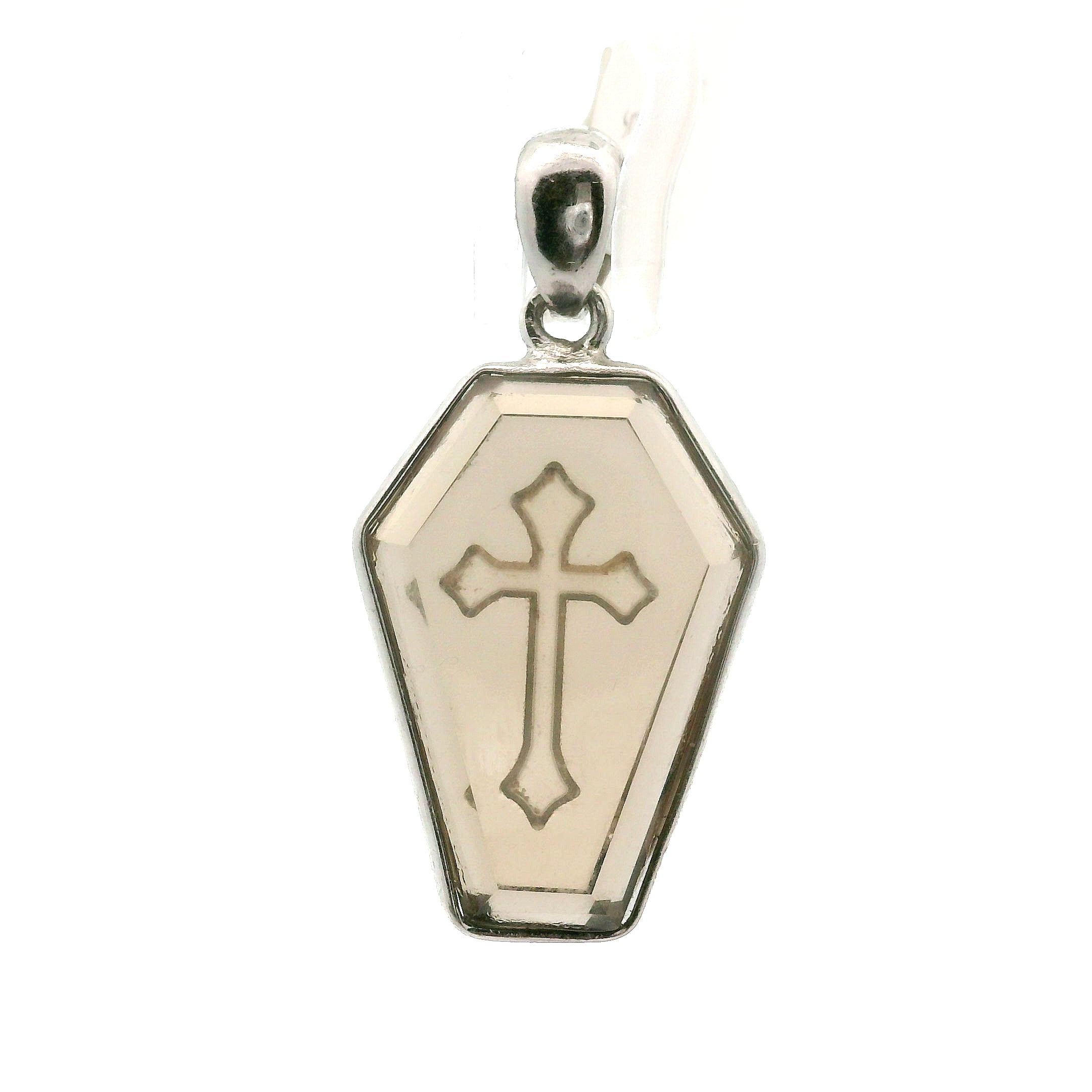 Coffin with Engraved Cross Pendant in .925 Silver Transformation and Rebirth