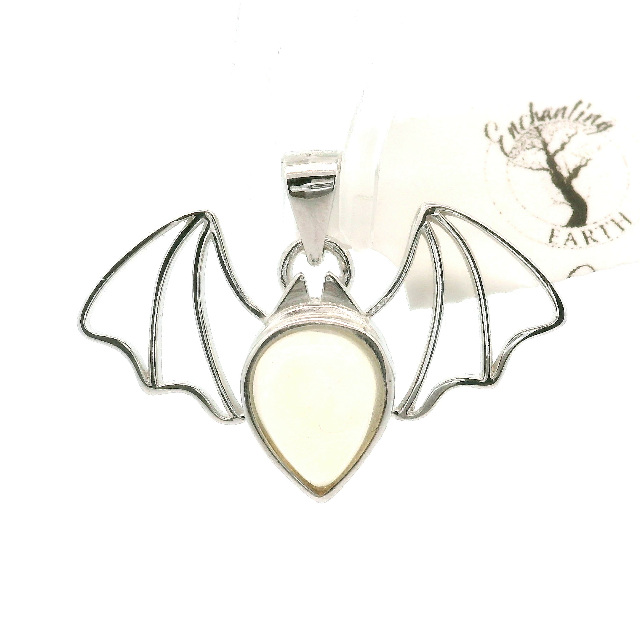 Bat Gemstone Pendant in .925 Silver Good Fortune and Rebirth