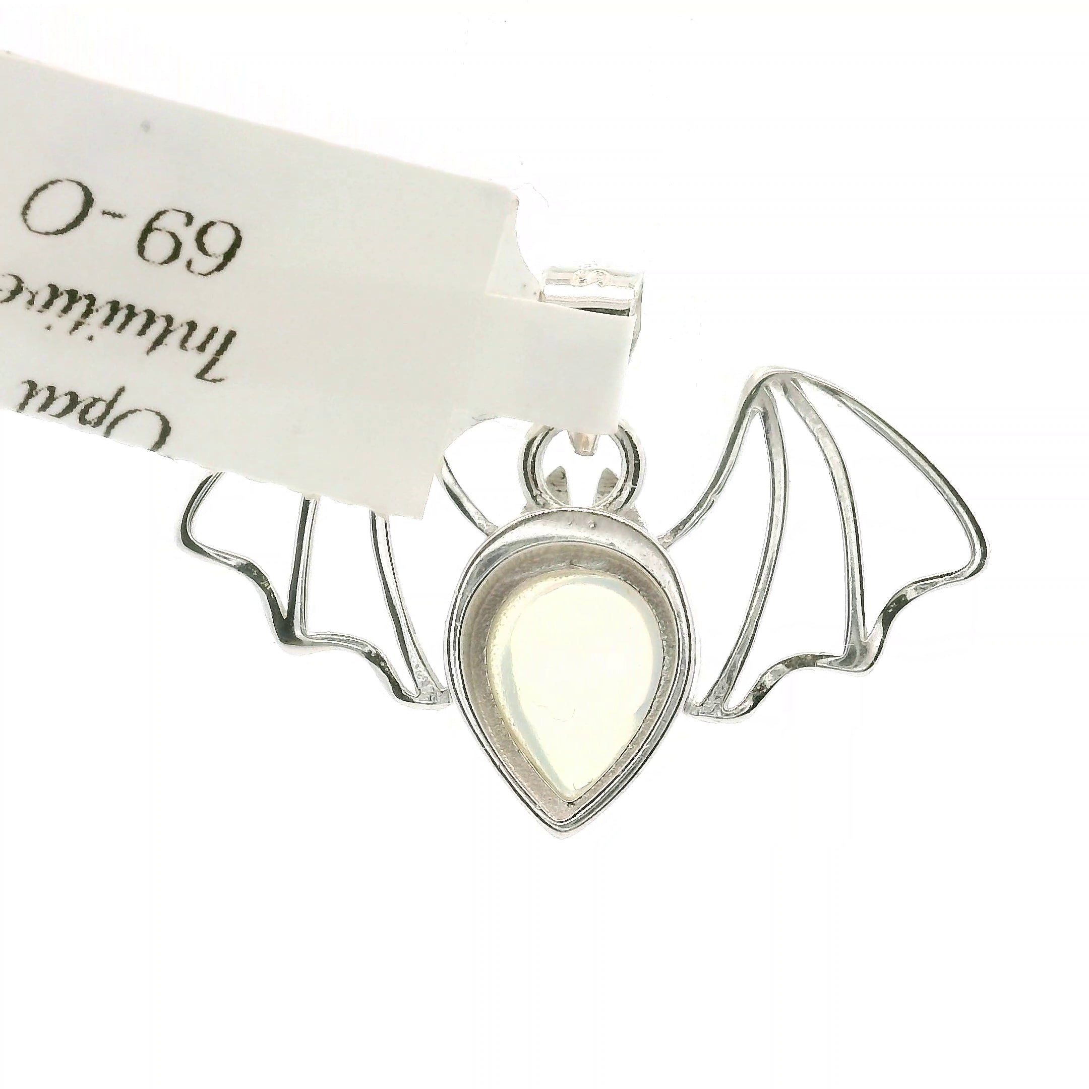 Bat Gemstone Pendant in .925 Silver Good Fortune and Rebirth