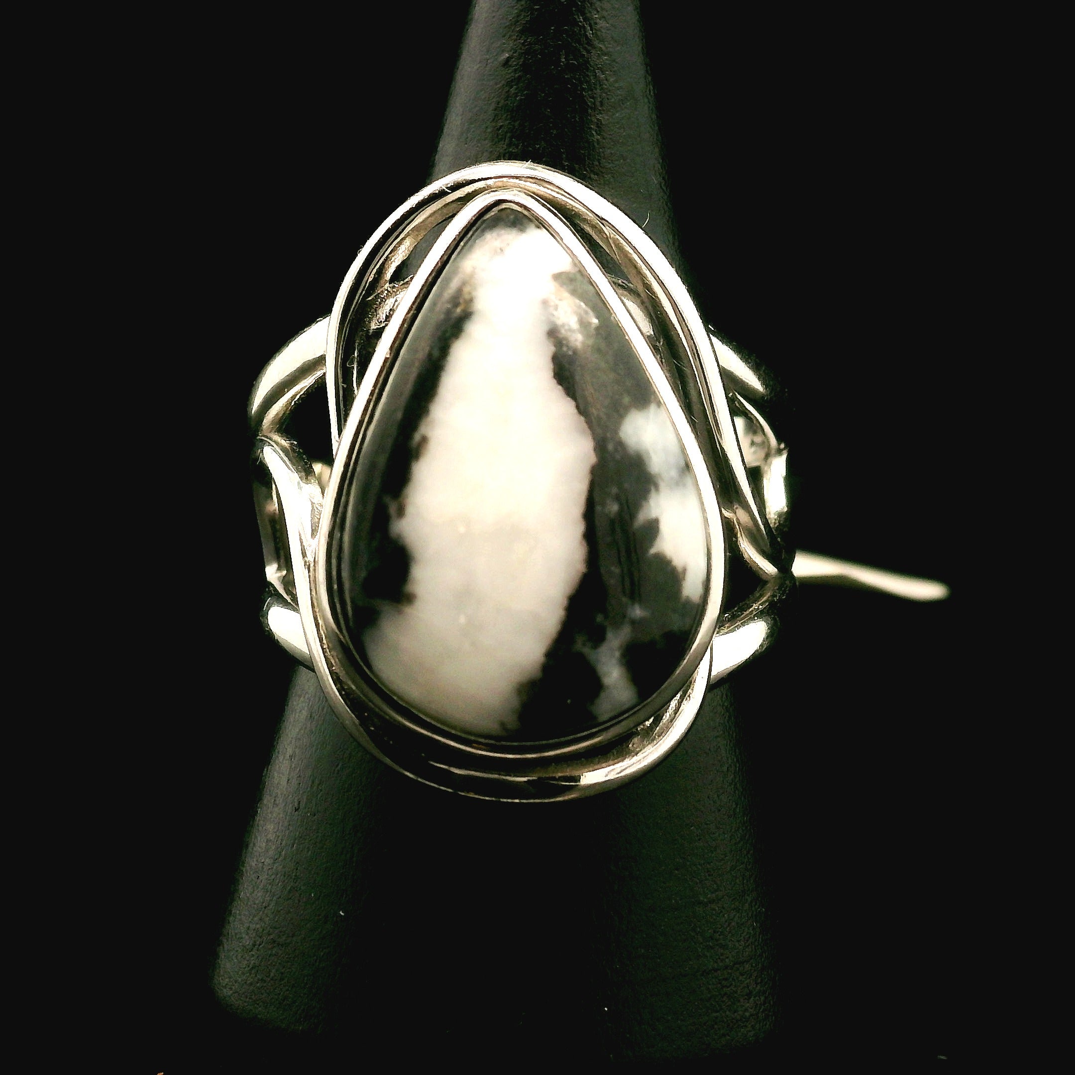 Zebra Agate Faceted Cuff Ring 925 Silver \for Balance, Clearing Blockages and Releasing Negativity