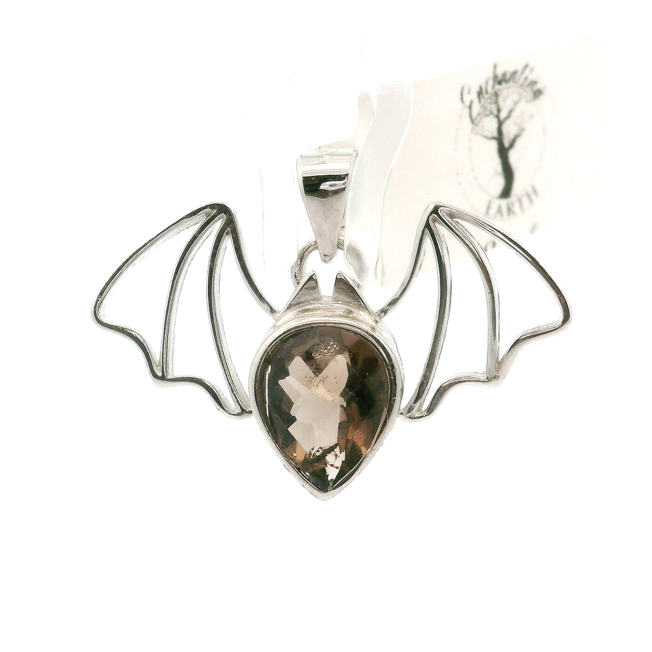 Bat Gemstone Pendant in .925 Silver Good Fortune and Rebirth