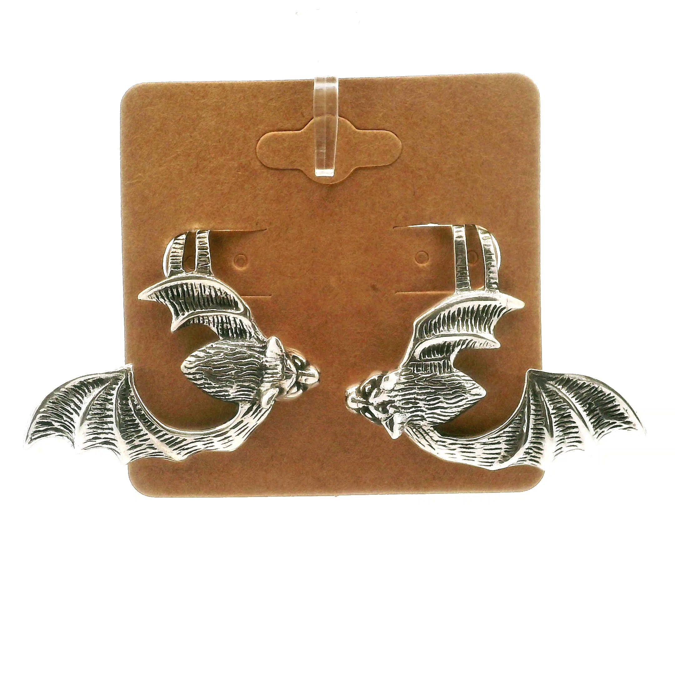 Gothic Bat Earrings in .925 Silver Good Fortune and Rebirth