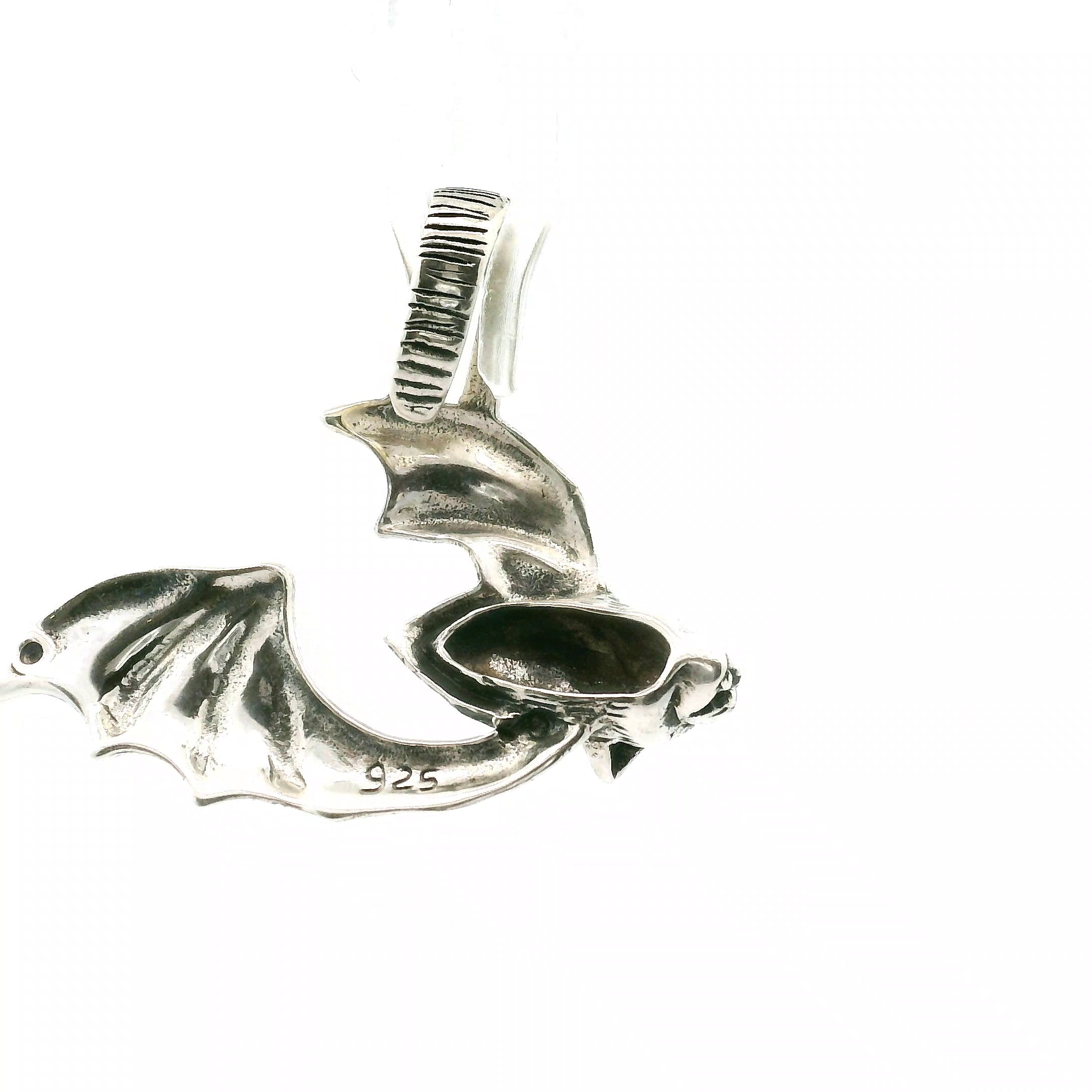 Gothic Bat Earrings in .925 Silver Good Fortune and Rebirth