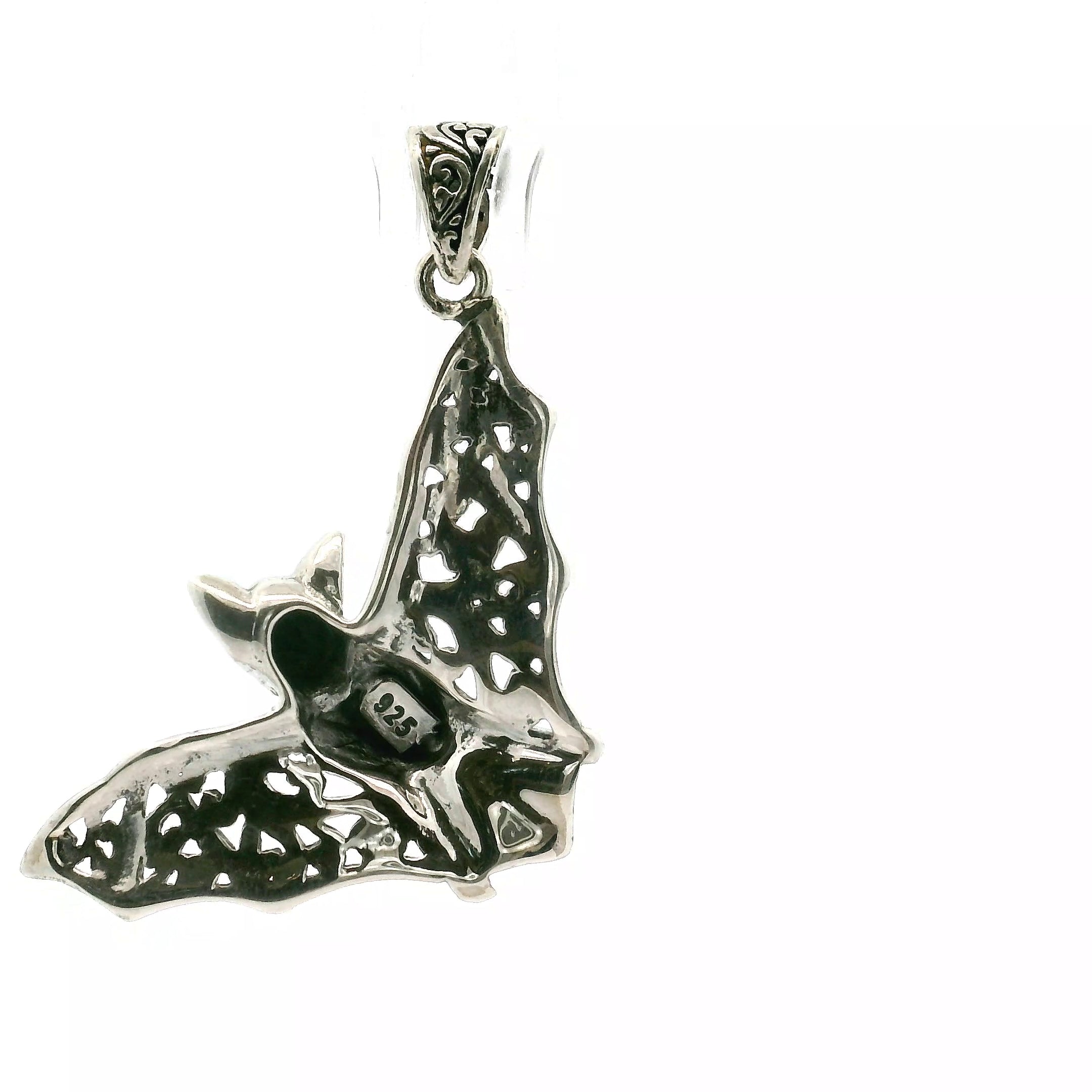 Gothic Bat Pendant in .925 Silver Good Fortune and Rebirth