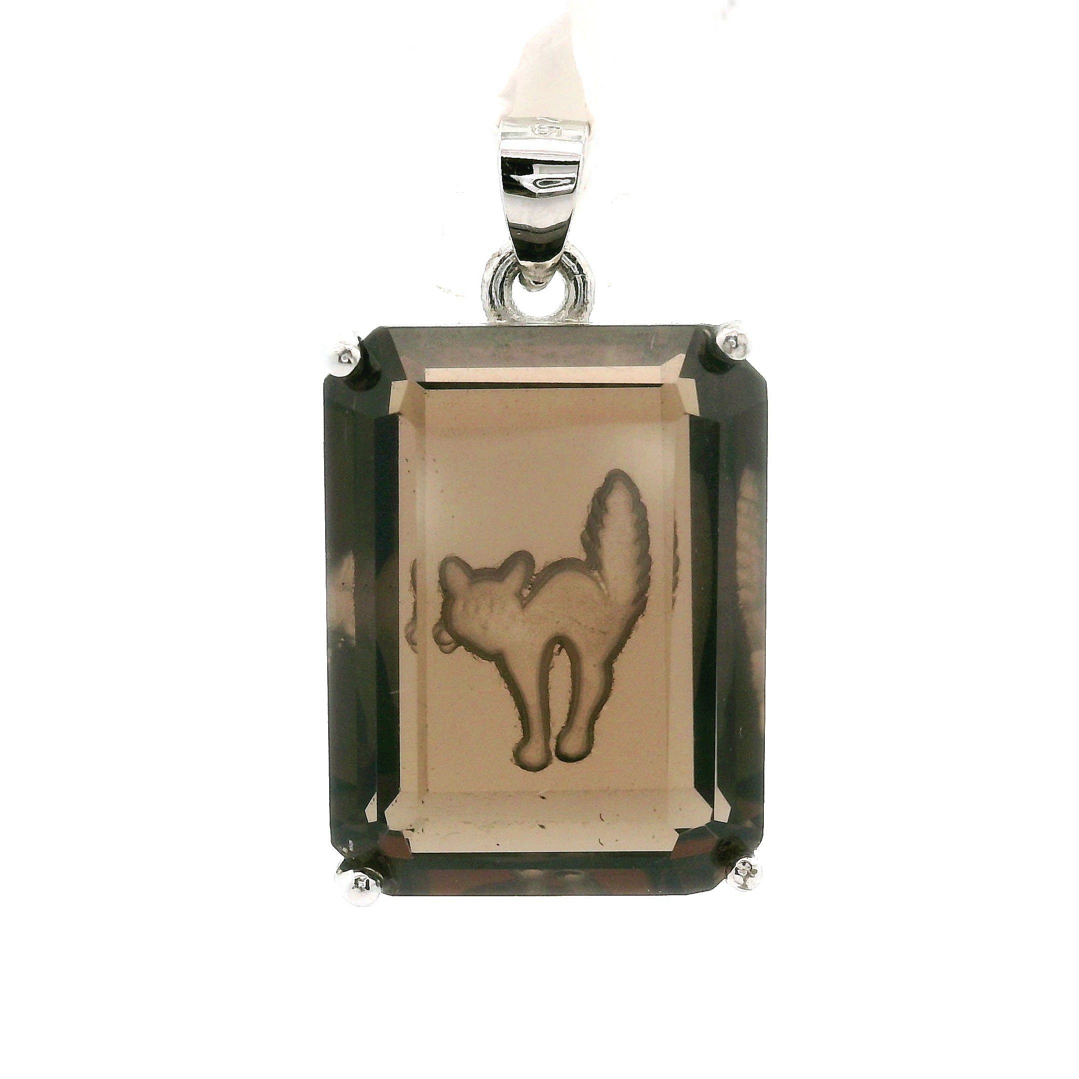 Scaredy Cat Engraved Pendant .925 Silver for Connecting with Spirit