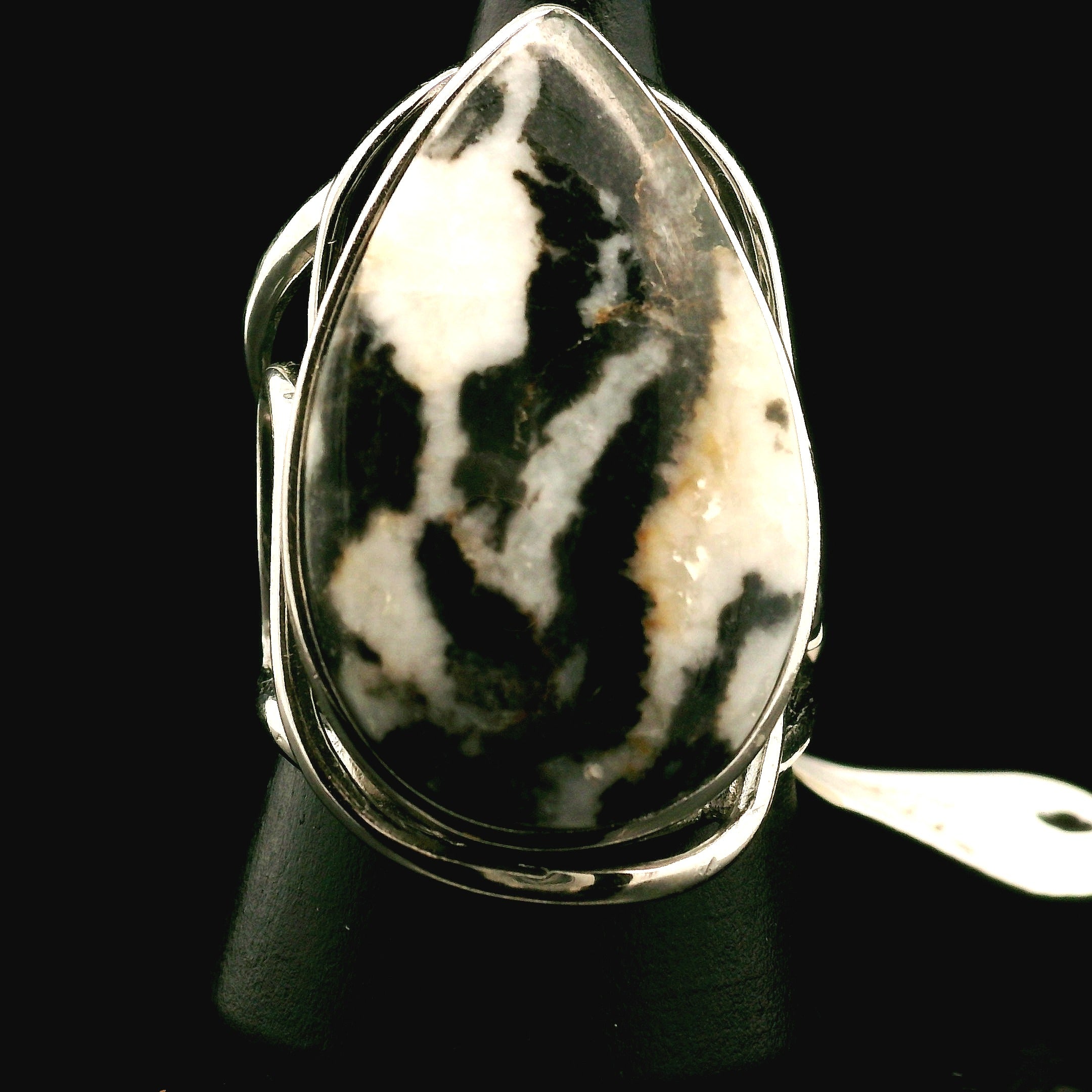 Zebra Agate Faceted Cuff Ring 925 Silver \for Balance, Clearing Blockages and Releasing Negativity