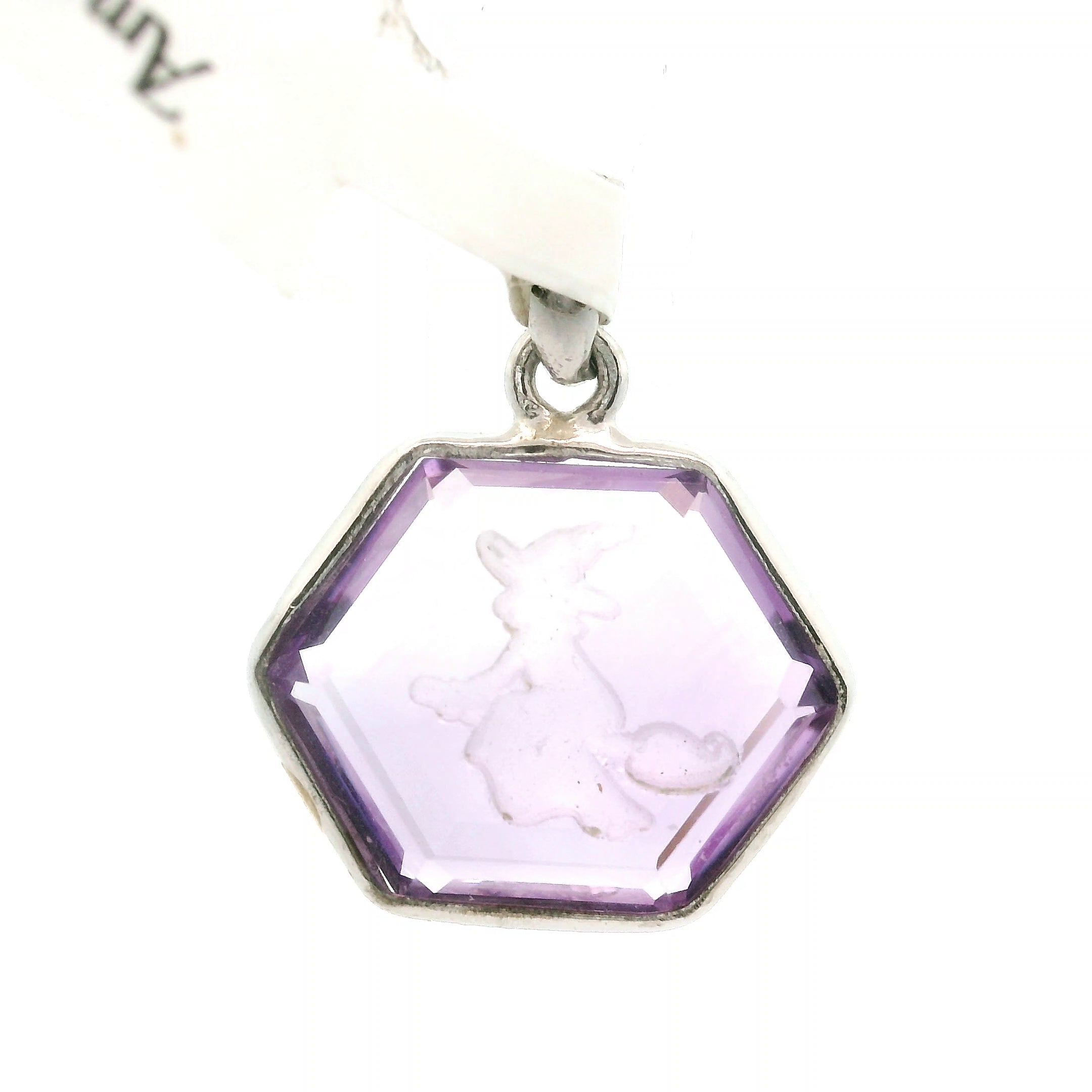 Witch Engraved Hexagon Pendant .925 Silver for Magic and Transformation