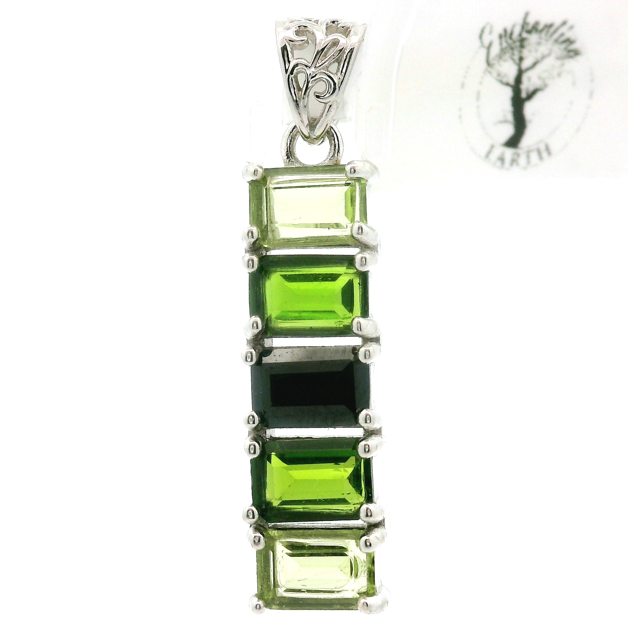 Multi Stone Emerald Cut Stacker Pendant .925 Silver for Healing, Intention Setting and Manifesting your Desires