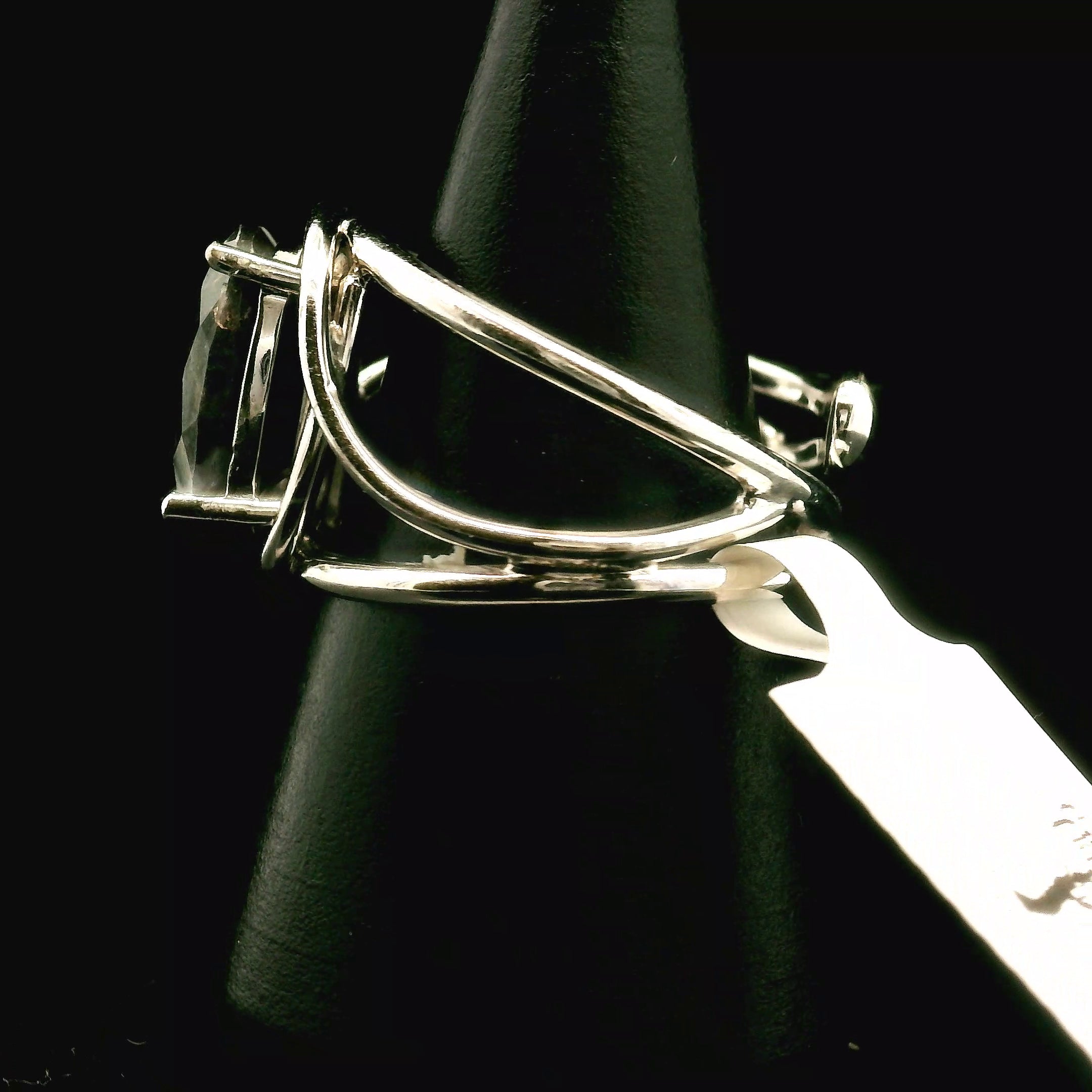 Zebra Agate Faceted Cuff Ring 925 Silver for Balance, Clearing Blockages and Releasing Negativity