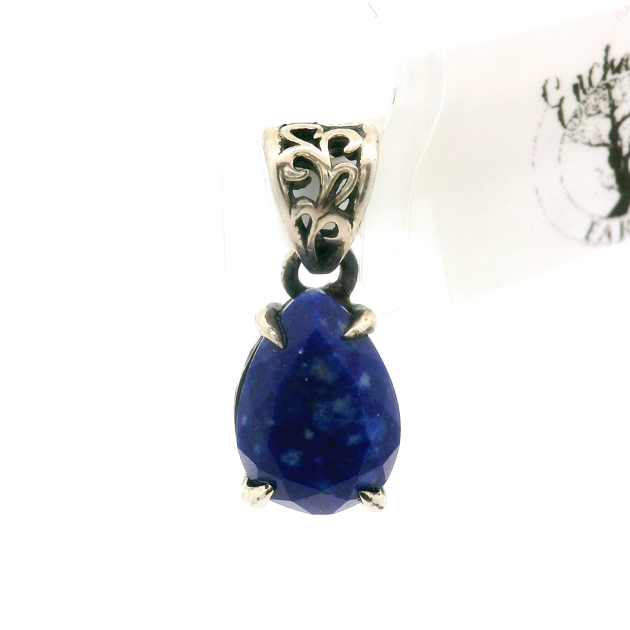 Lapis Lazuli Faceted Bad Witch Pendant .925 Silver for Power & Confidence