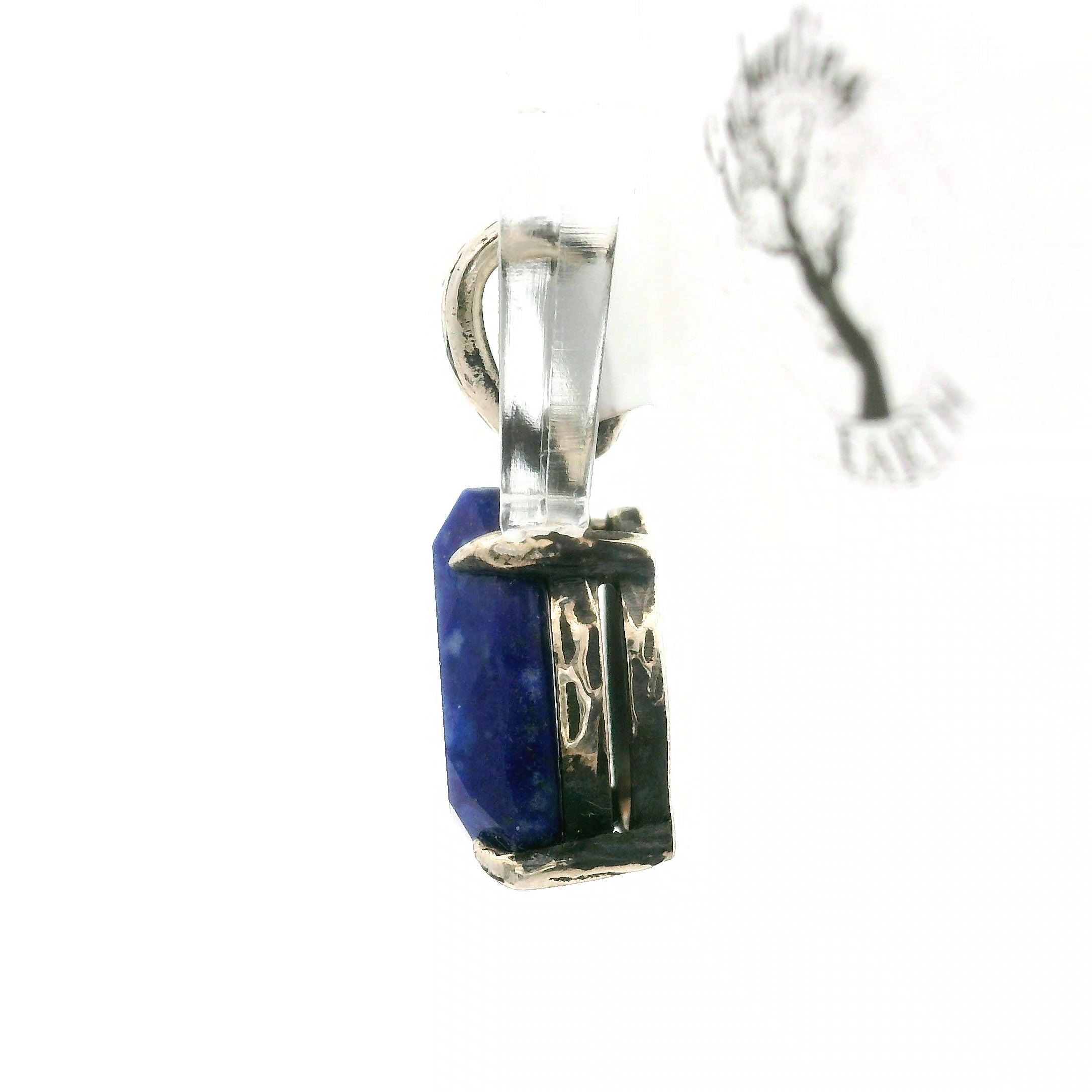 Lapis Lazuli Faceted Bad Witch Pendant .925 Silver for Power & Confidence
