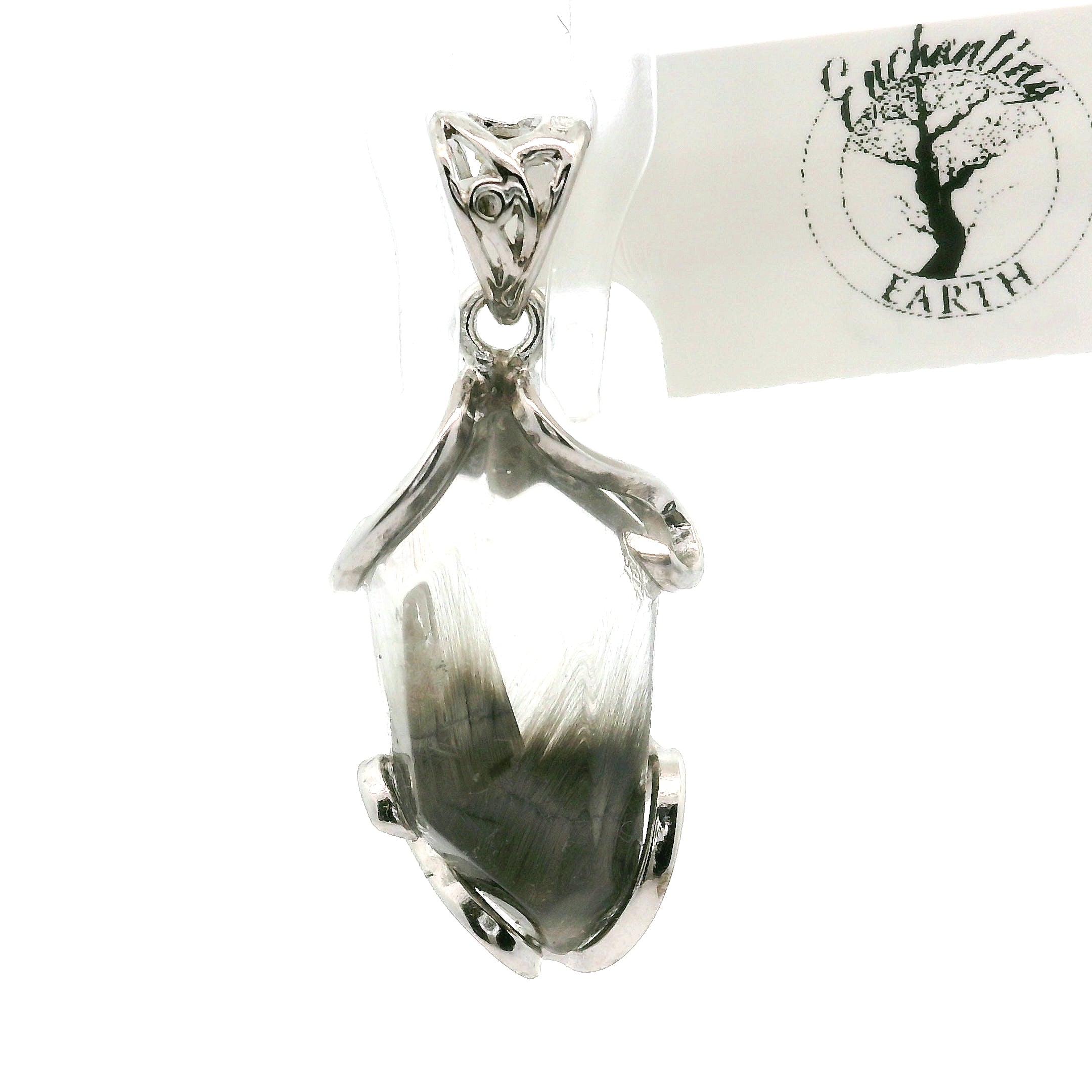 Silver Rutile in Quartz Freeform Pendant 925 Silver for Manifestation, Life Force Energy and Renewal