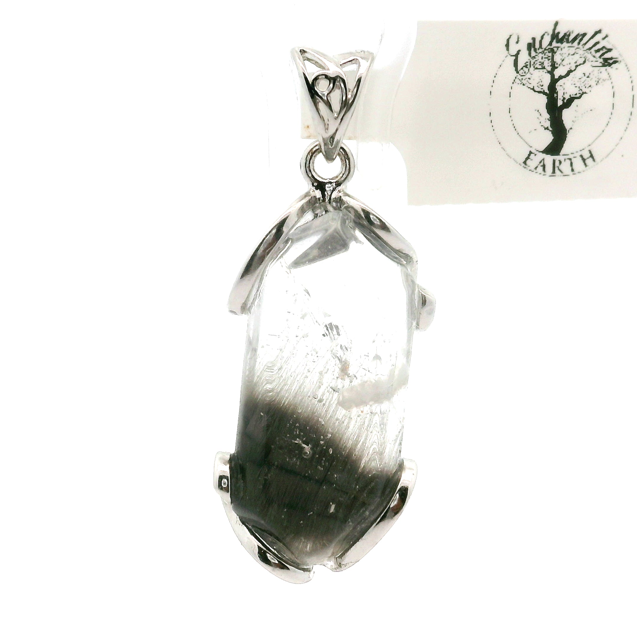 Silver Rutile in Quartz Freeform Pendant 925 Silver for Manifestation, Life Force Energy and Renewal