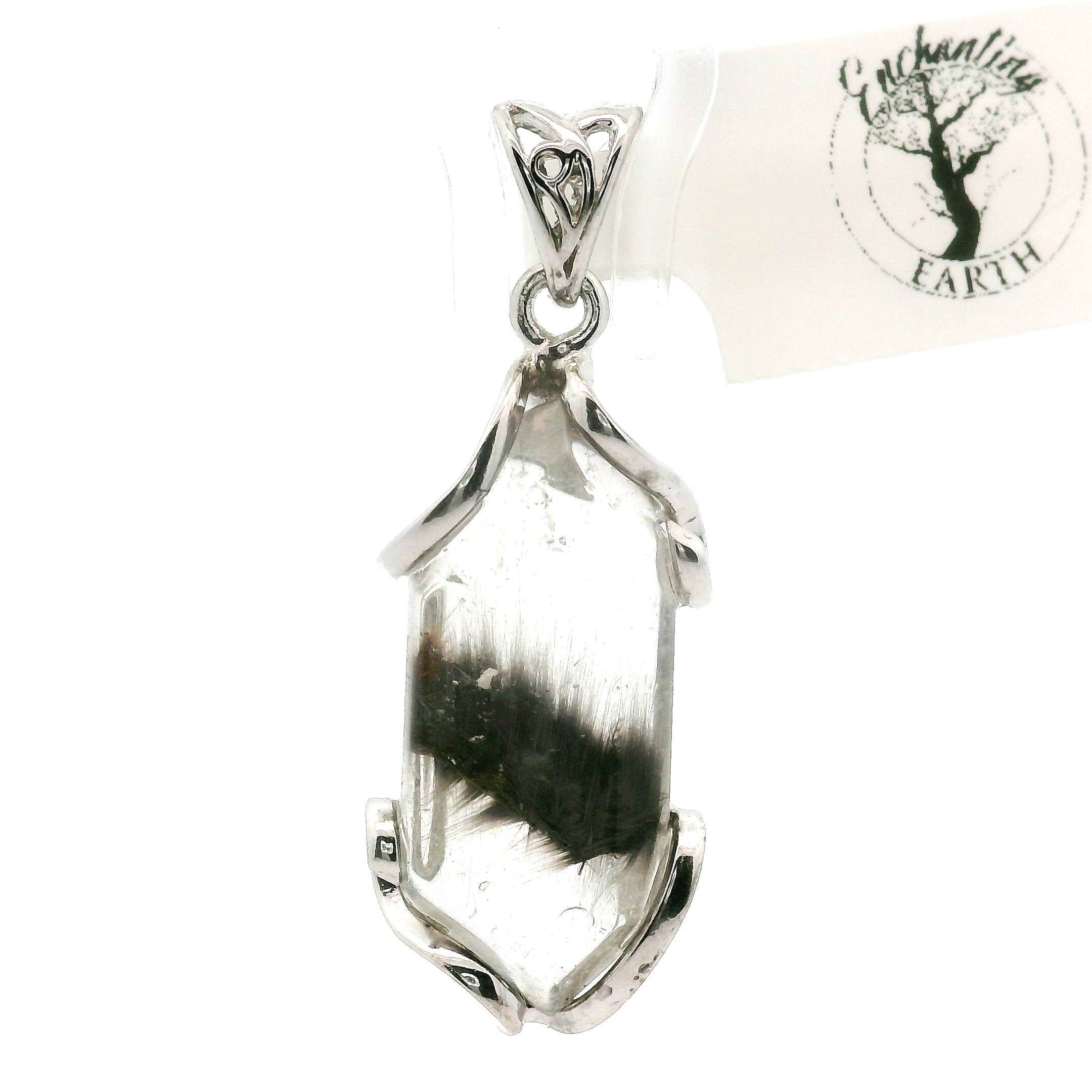 Silver Rutile in Quartz Freeform Pendant 925 Silver for Manifestation, Life Force Energy and Renewal