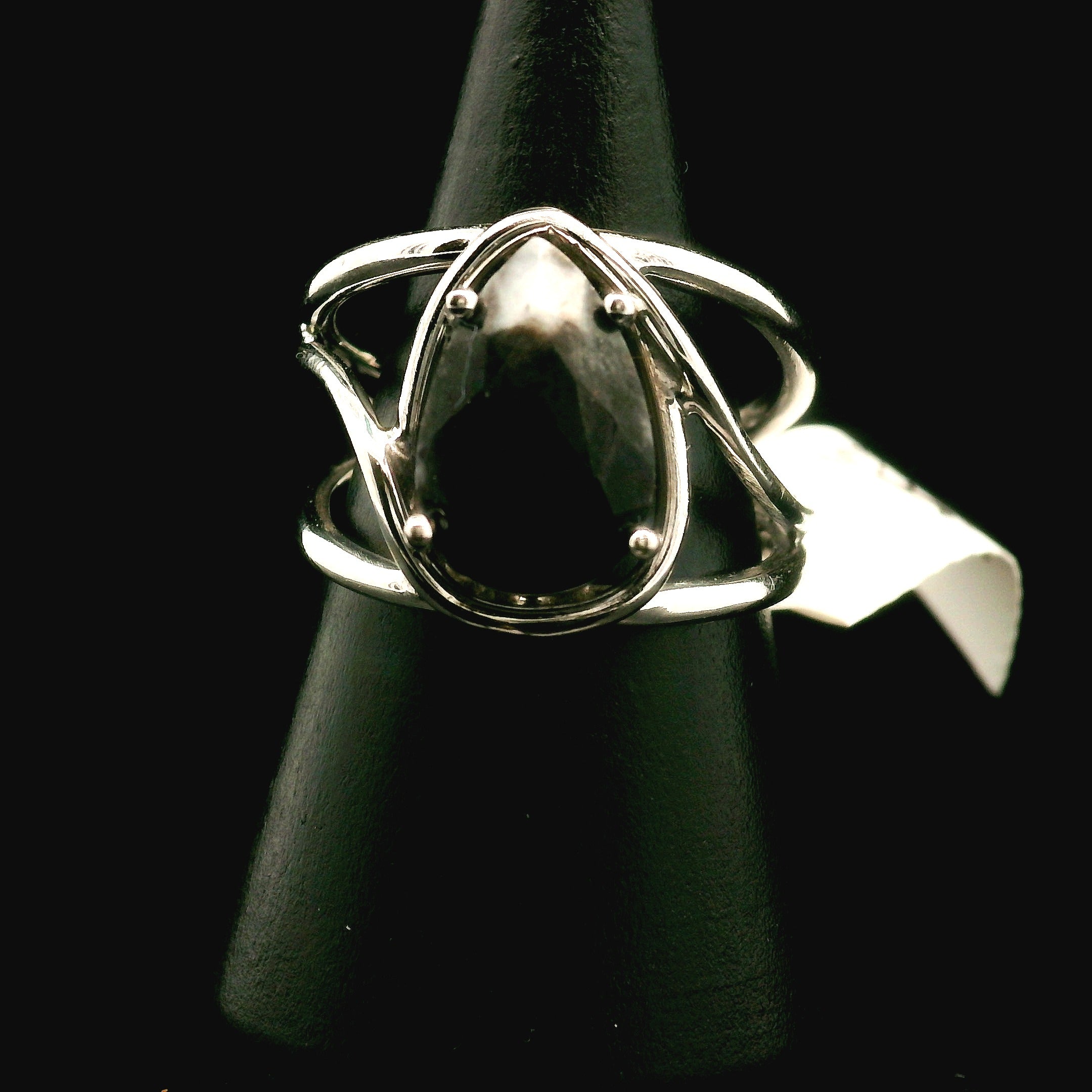 Zebra Agate Faceted Cuff Ring 925 Silver for Balance, Clearing Blockages and Releasing Negativity