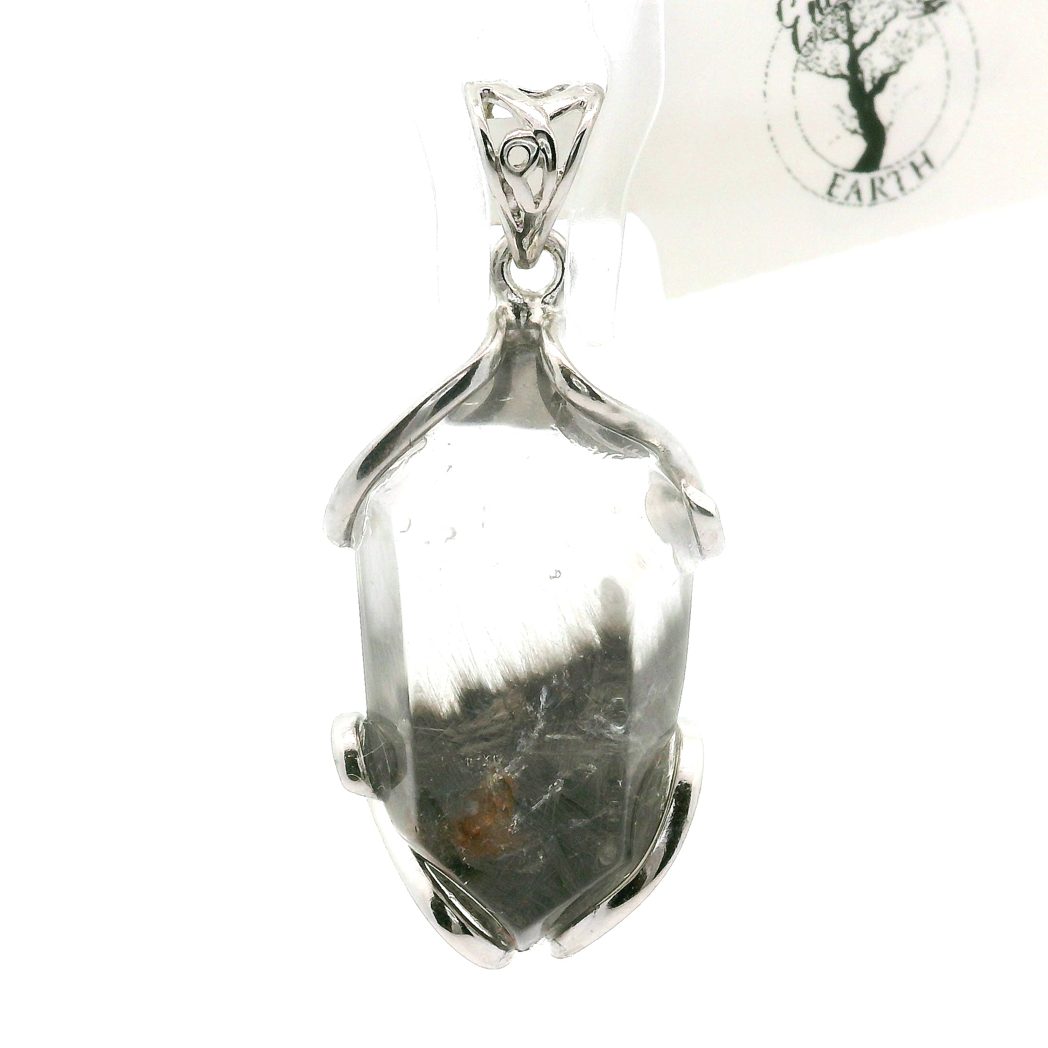 Silver Rutile in Quartz Freeform Pendant 925 Silver for Manifestation, Life Force Energy and Renewal