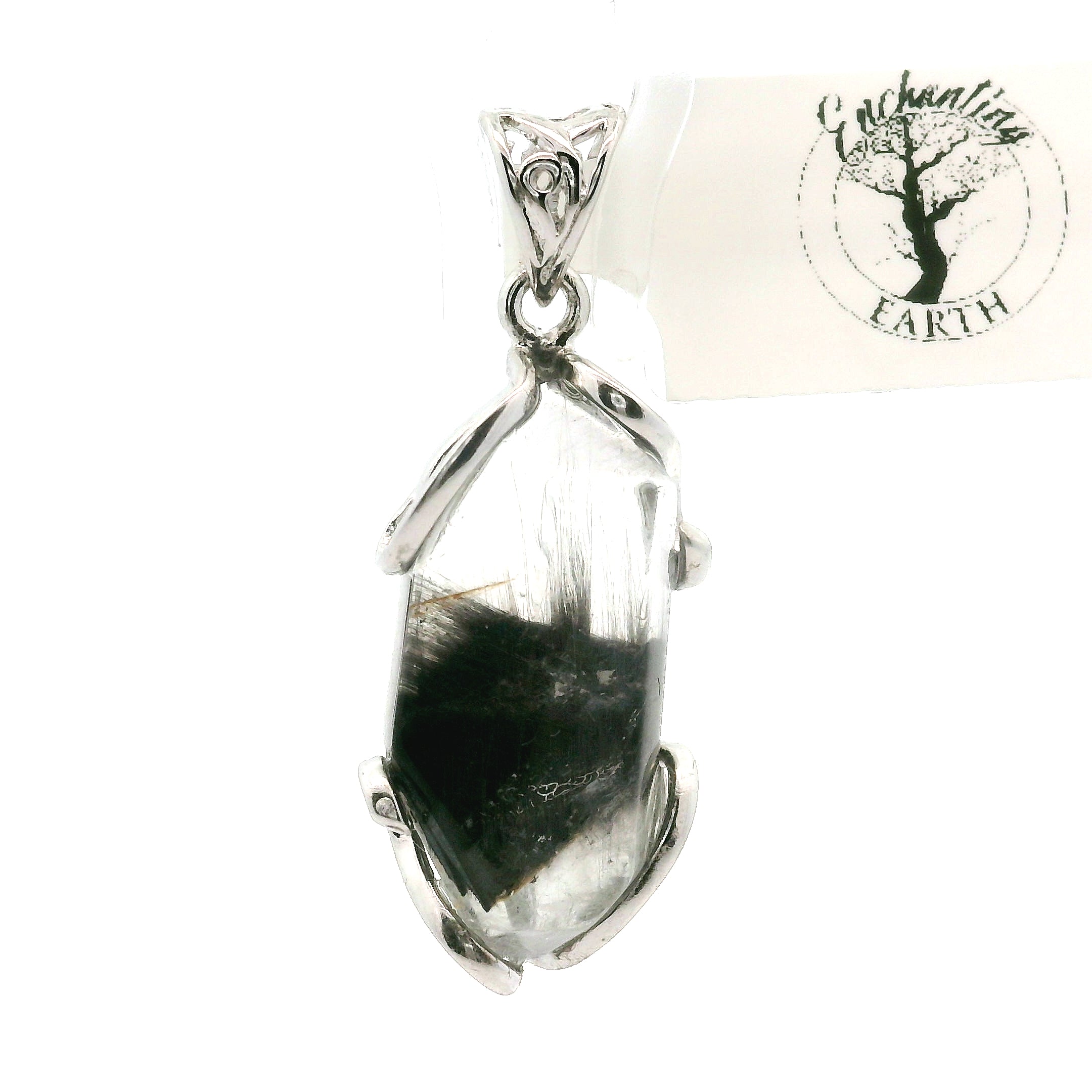 Silver Rutile in Quartz Freeform Pendant 925 Silver for Manifestation, Life Force Energy and Renewal