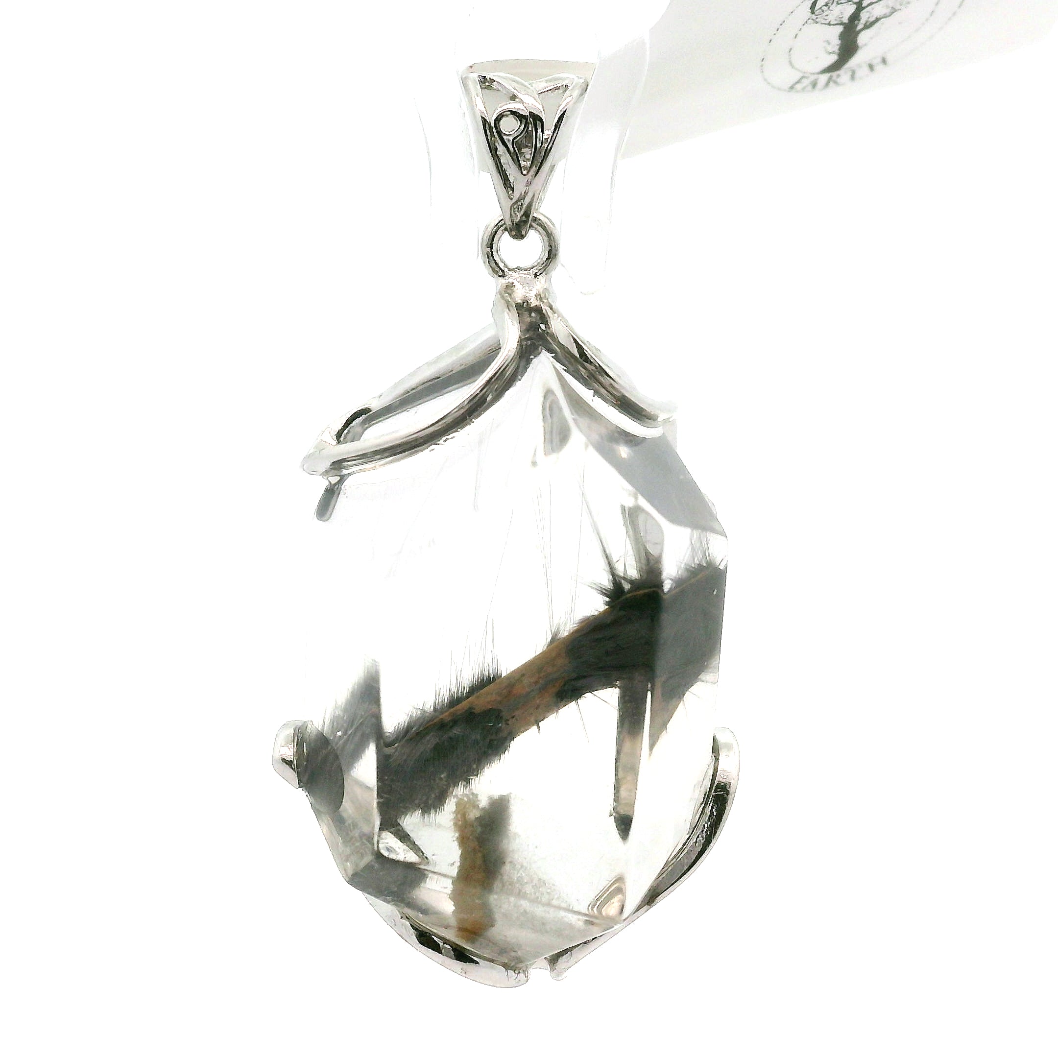 Silver Rutile in Quartz Freeform Pendant 925 Silver for Manifestation, Life Force Energy and Renewal