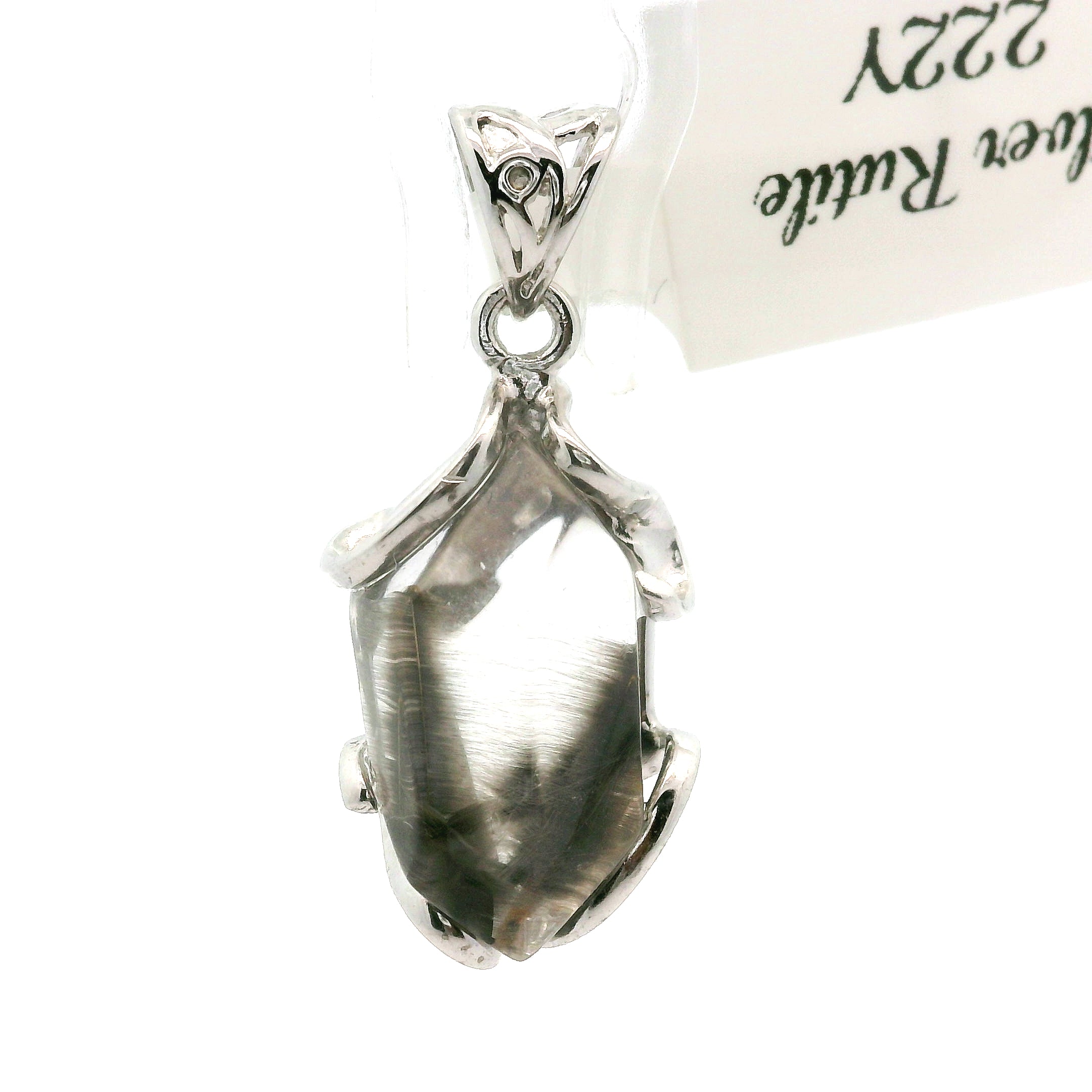 Silver Rutile in Quartz Freeform Pendant 925 Silver for Manifestation, Life Force Energy and Renewal