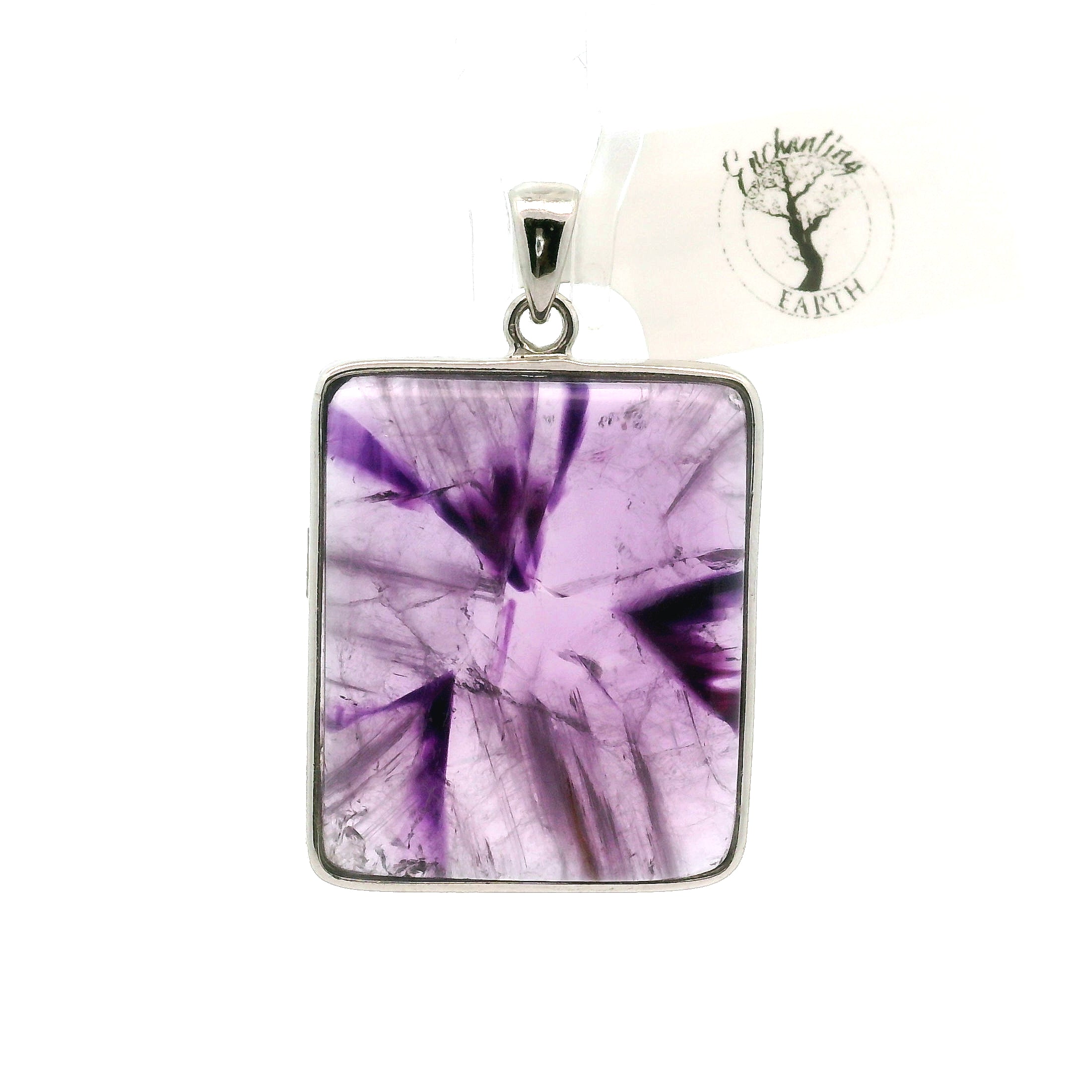Trapiche Amethyst Pendant .925 Silver for Spiritual Growth and Clarity