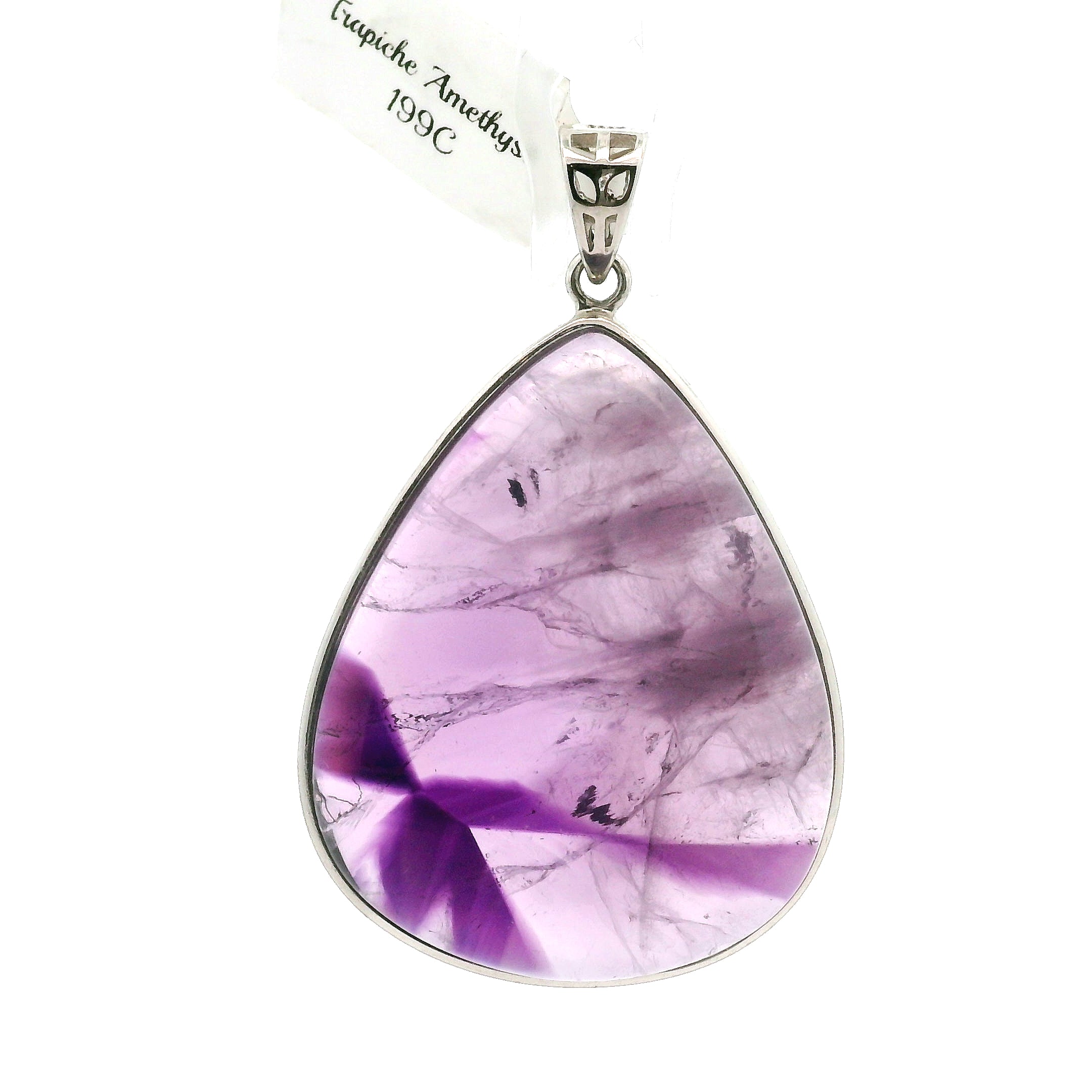 Trapiche Amethyst Pendant .925 Silver for Spiritual Growth and Clarity