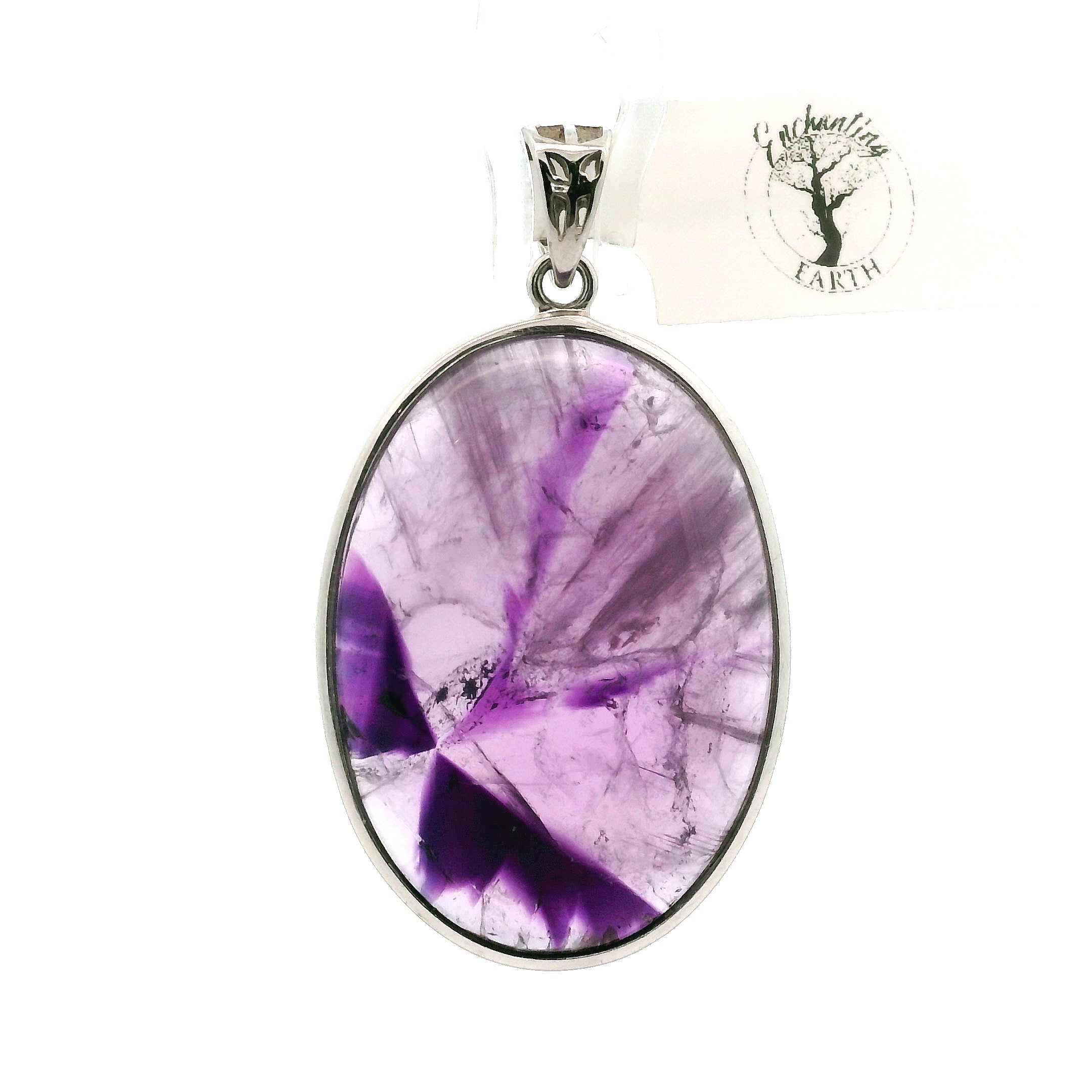 Trapiche Amethyst Pendant .925 Silver for Spiritual Growth and Clarity