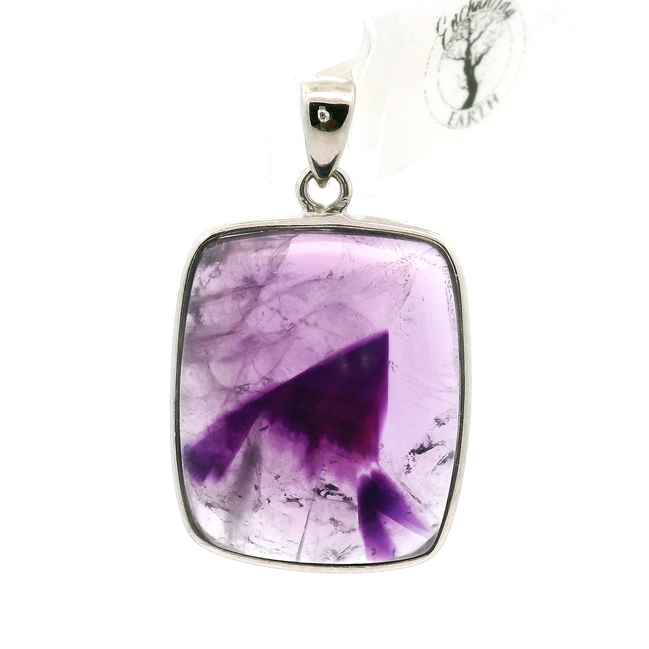 Trapiche Amethyst Pendant .925 Silver for Spiritual Growth and Clarity