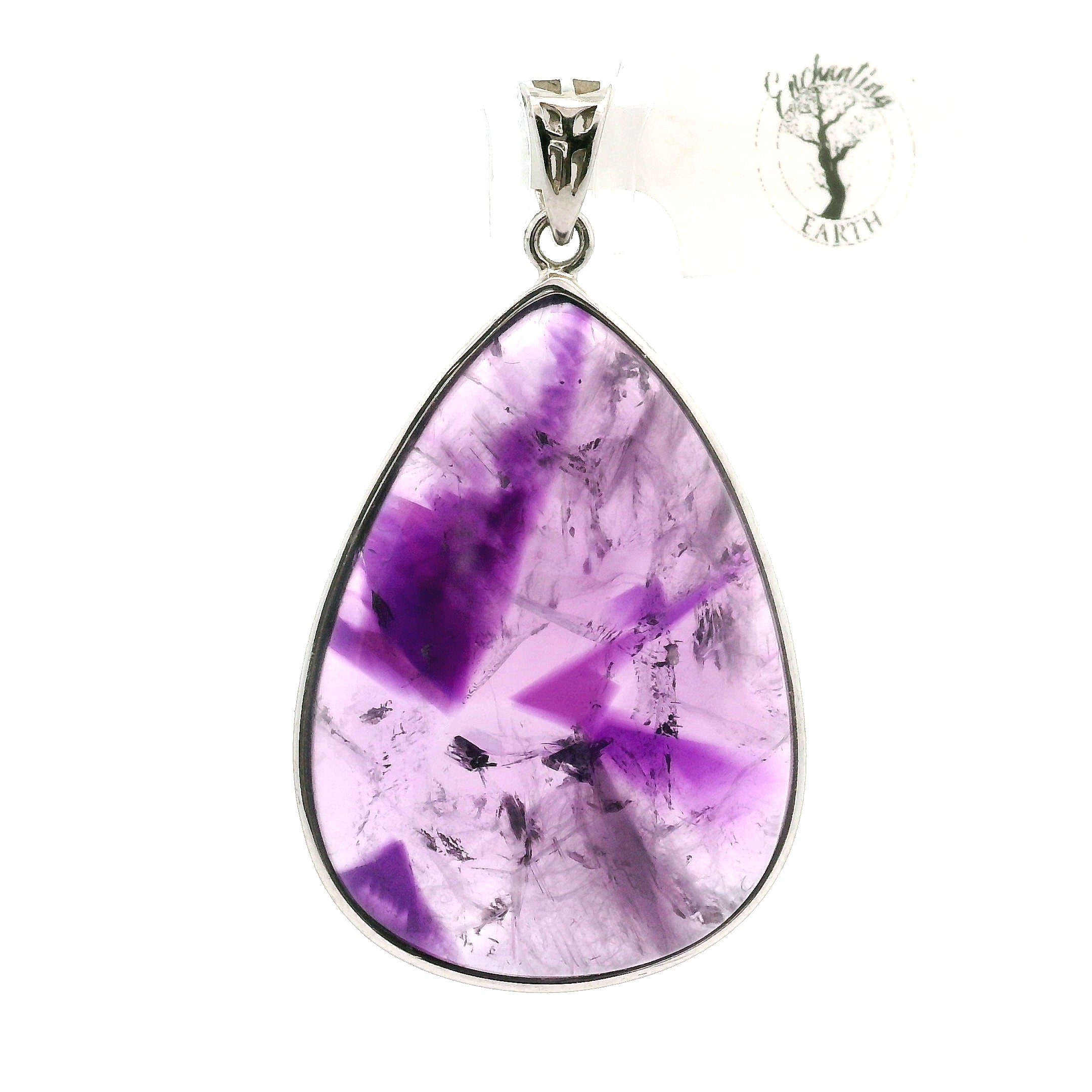 Trapiche Amethyst Pendant .925 Silver for Spiritual Growth and Clarity